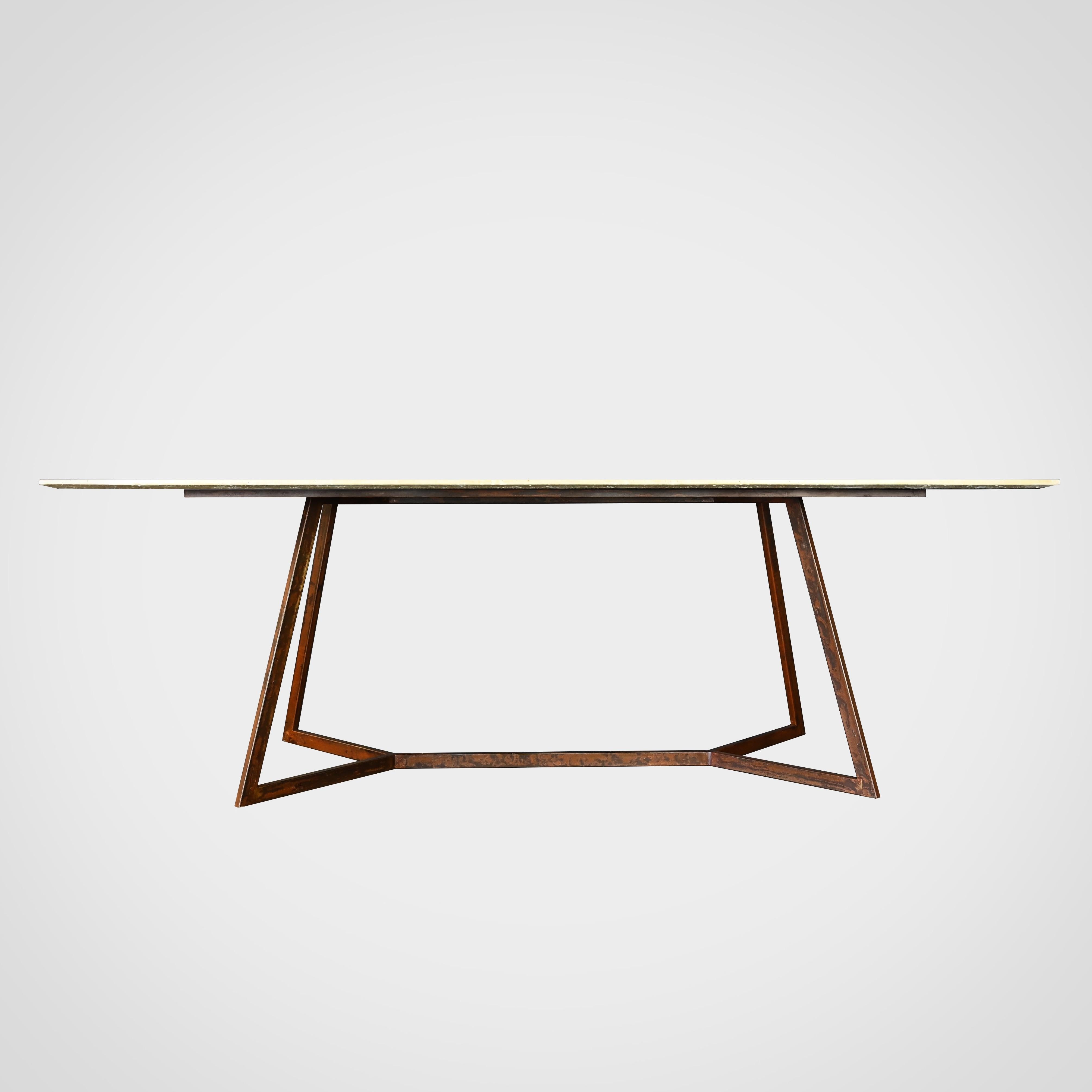 Post-Modern Di Froscia Marmi, Table Corten Base Travertino TZ1, 2020  For Sale