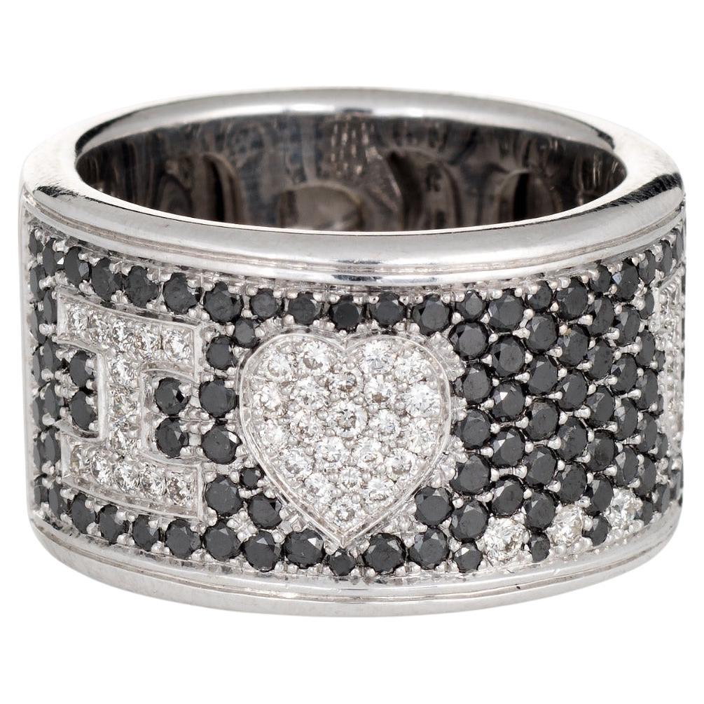 Di Grimoldi I Love You Anillo Diamante Negro Banda Ancha Oro 18k Sz 7 Estate