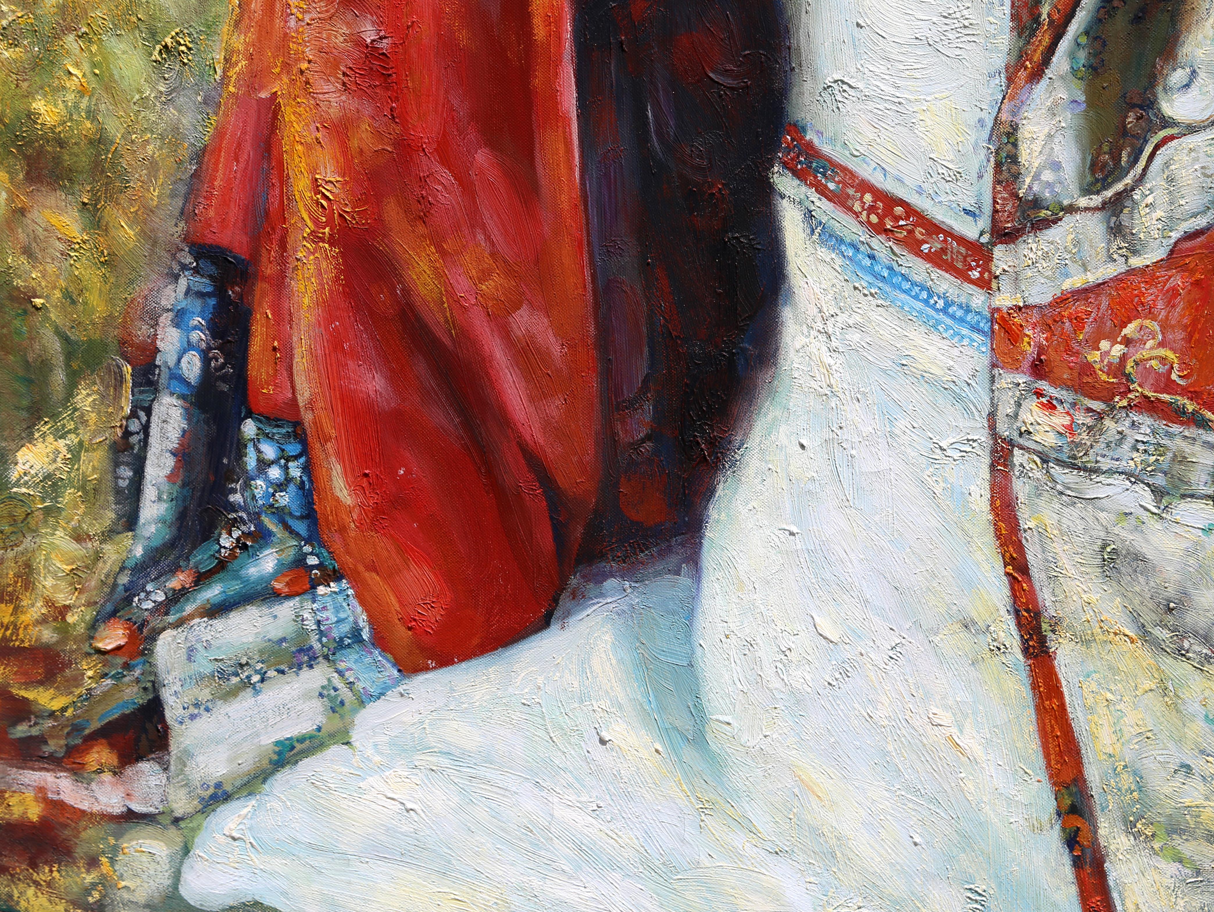 Ragazza in abiti tradizionali, Pittura ad olio di Di Li Feng in vendita 1