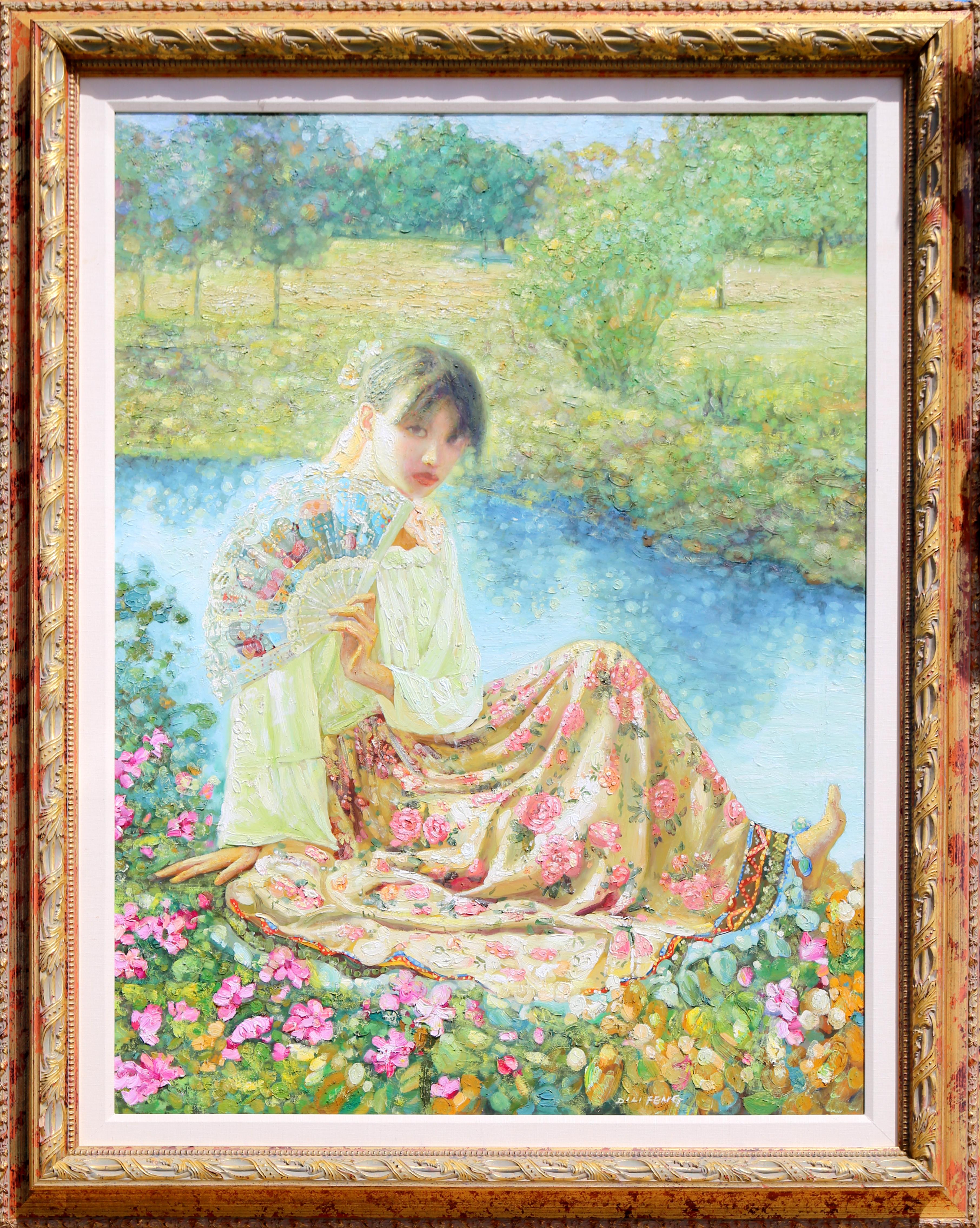 Künstler: Di Li Feng, Chinesin (1958 - )
Titel: Mädchen mit Fächer am Fluss
Jahr: ca. 2000
Medium: Öl auf Leinwand, signiert v.l.n.r.
Größe: 51 x 38 Zoll (129,54 x 96,52 cm)
Rahmengröße: 62,5 x 49,5 Zoll

Provenienz: Wentworth Gallery