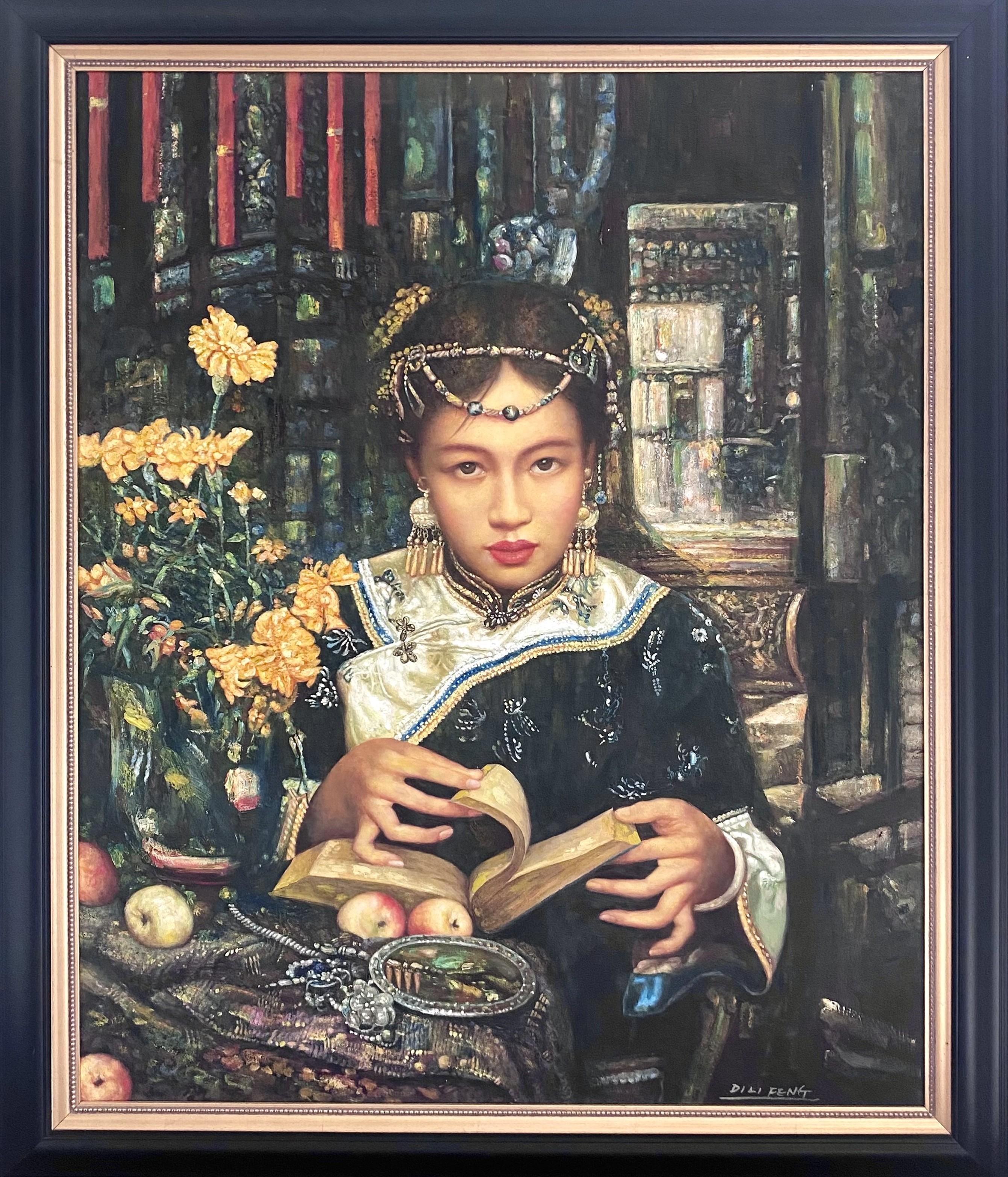 „Palace“, signiertes fotorealistisches Ölporträt von Di Li Feng
