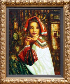 Portrait of a Girl in Traditional Garb, Oil Painting on Canvas by Di Li Feng