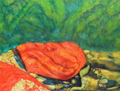 Reclining Girl in Traditional Dress, Oil Painting by Di Li Feng