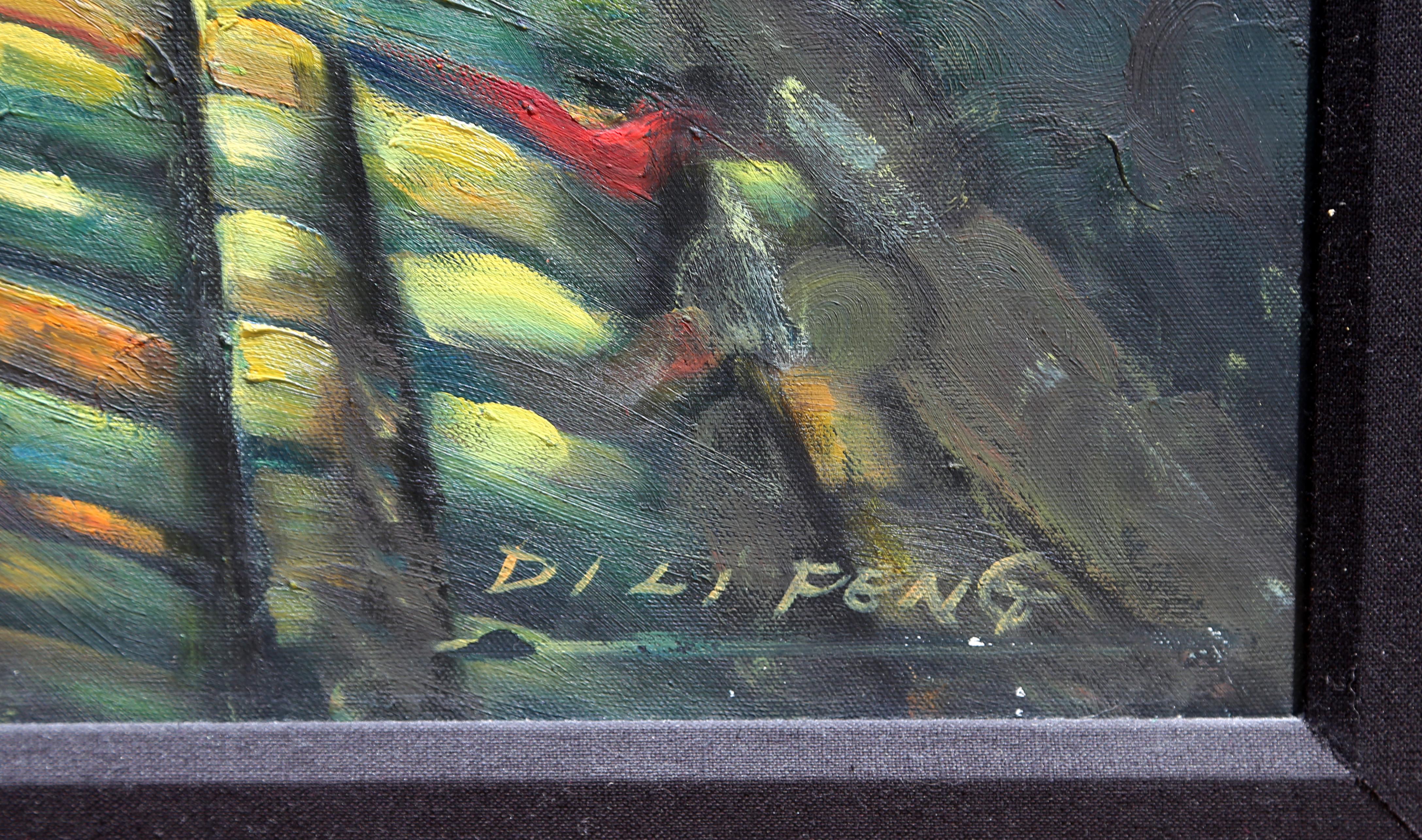 Ragazza sdraiata in abito tradizionale, Pittura a olio di Di Li Feng in vendita 2