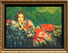 Reclining Girl in Traditional Dress, Oil Painting by Di Li Feng