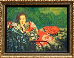Reclining Girl in Traditional Dress, Oil Painting