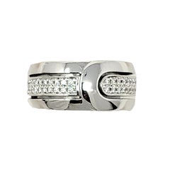 Di Modelo Bague à large anneau en or blanc 18 carats avec pavé de diamants