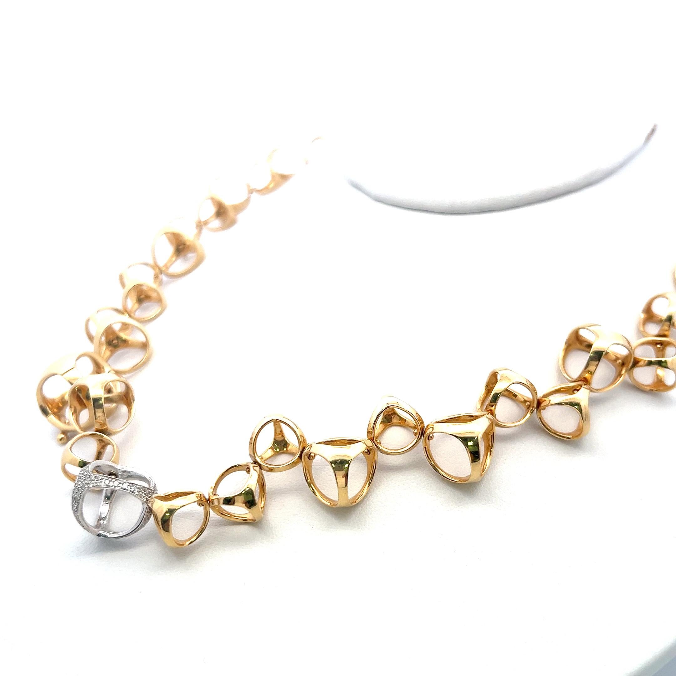 Di Modolo, collier à maillons en or bicolore 18 carats avec diamants ronds brillants de 0,60 carat en vente 5