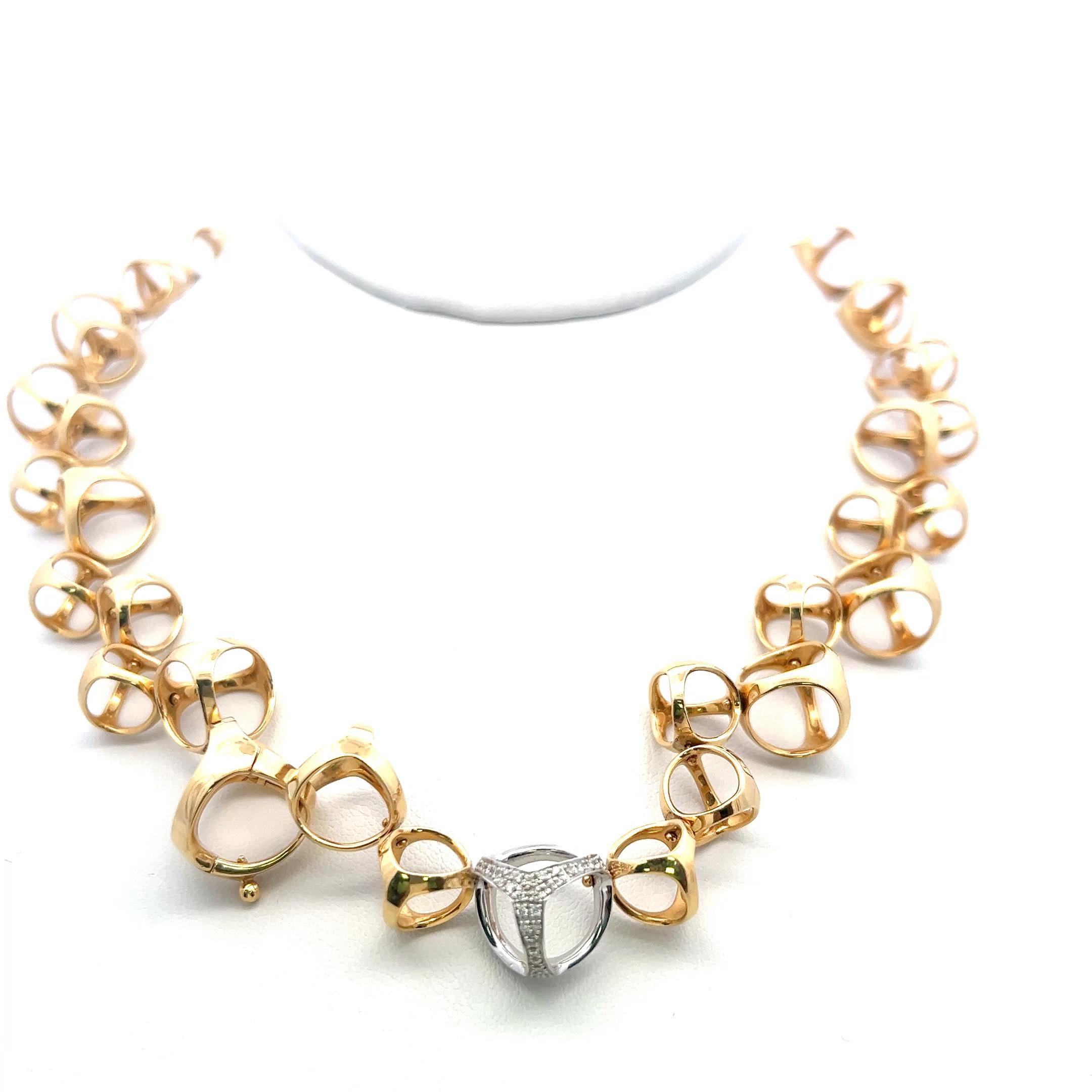 Di Modolo, collier à maillons en or bicolore 18 carats avec diamants ronds brillants de 0,60 carat en vente 7