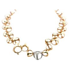 Di Modolo 0,60 Karat Runder Brillant Diamant 18K Zweifarbiges Gold A Link Halskette