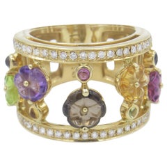 Di Modolo 18 Karat Gold Amethyst:: Citrin:: Peridot und Diamant Tempia Ring