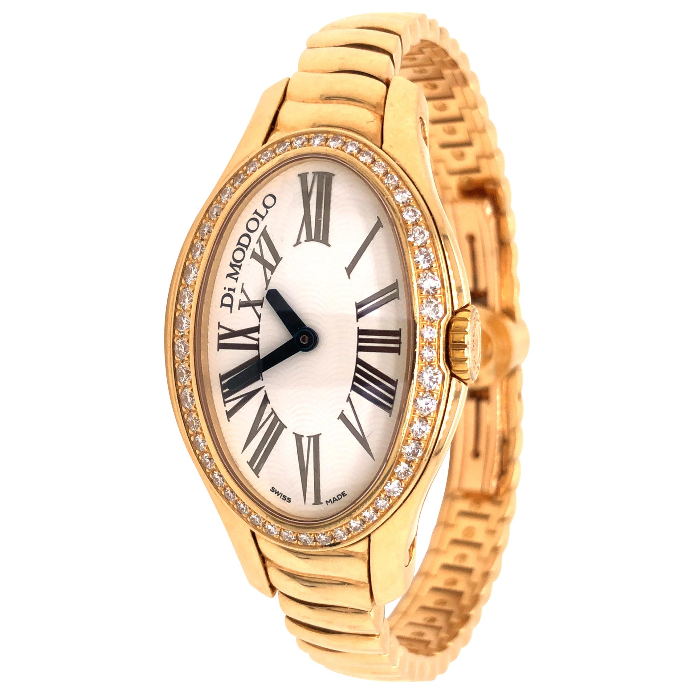Di Modolo 18 Karat Yellow Gold Diamond Ladies Tempia Watch For Sale