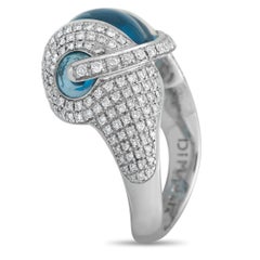 Di Modolo Anello Cocktail in oro bianco 18 carati con diamanti e topazi da 1,25 carati DM26-020124