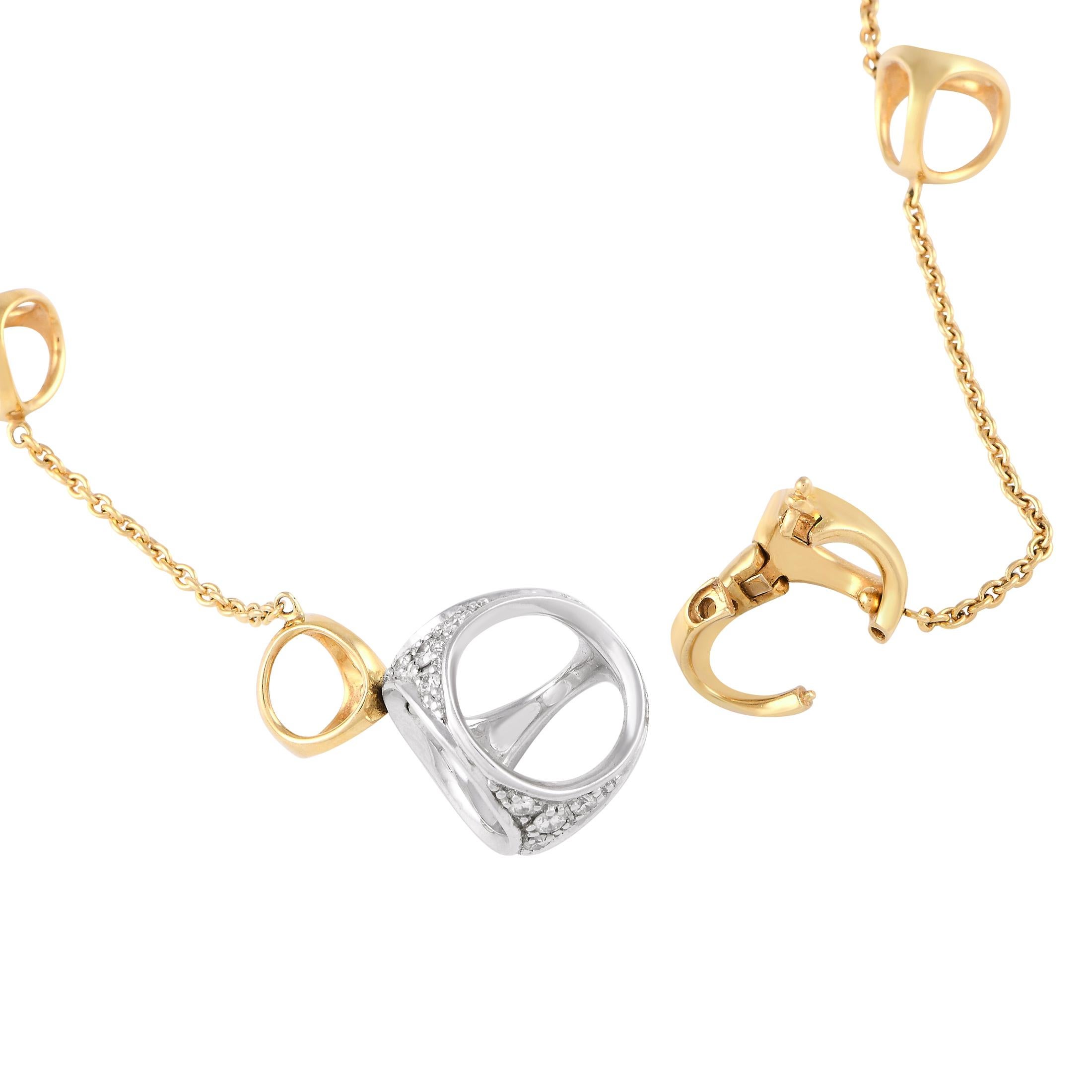 Di Modolo 18 Karat Gelbgold 0,56 Karat Diamant-Halskette DM01-121823 (Rundschliff) im Angebot
