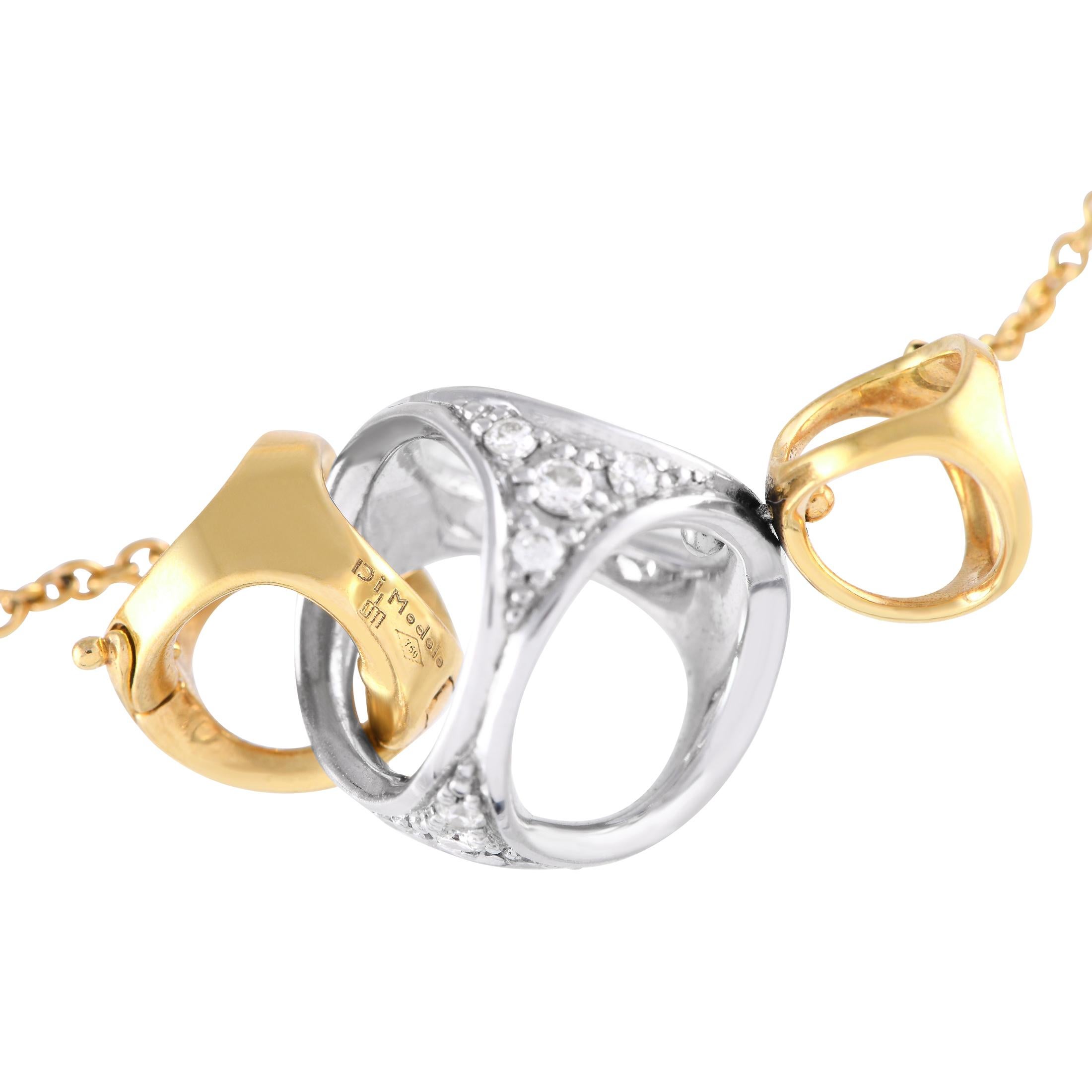 Round Cut Di Modolo 18K Yellow Gold 0.56ct Diamond Necklace DM01-121823 For Sale