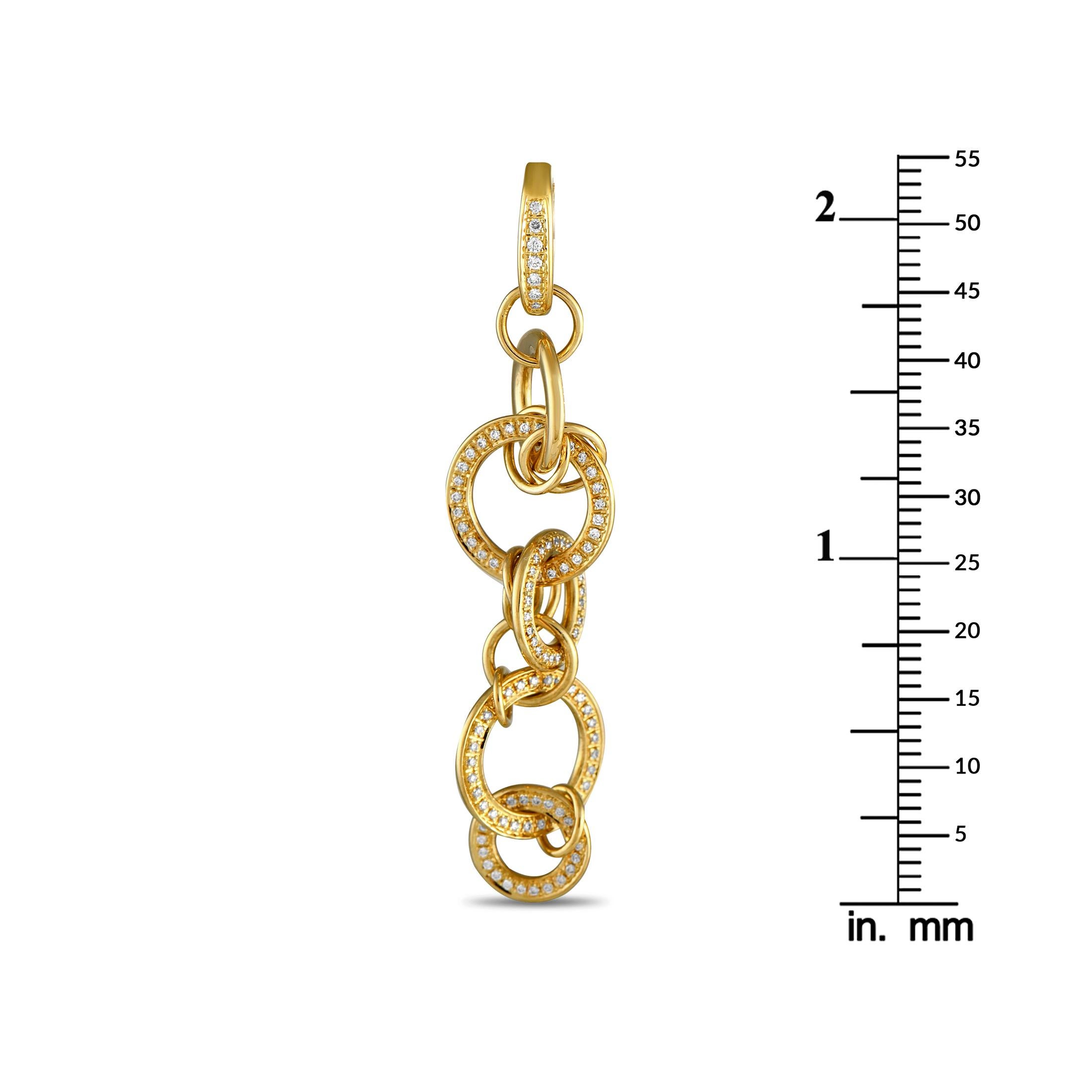 Round Cut Di Modolo 18K Yellow Gold 1.30ct Diamond Dangle Earrings For Sale