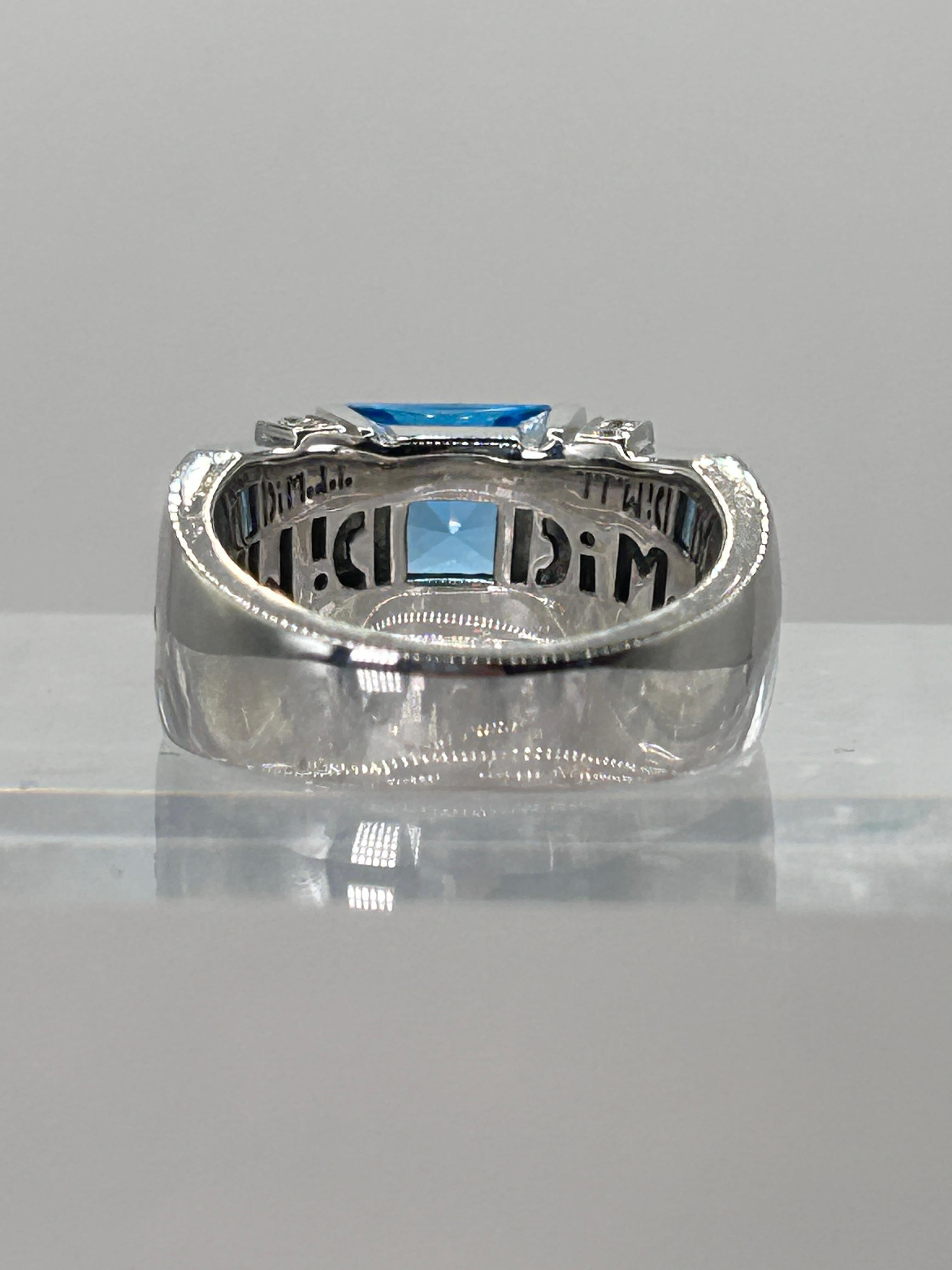 Square Cut Di MODOLO Blue Topaz and Diamond Ring For Sale