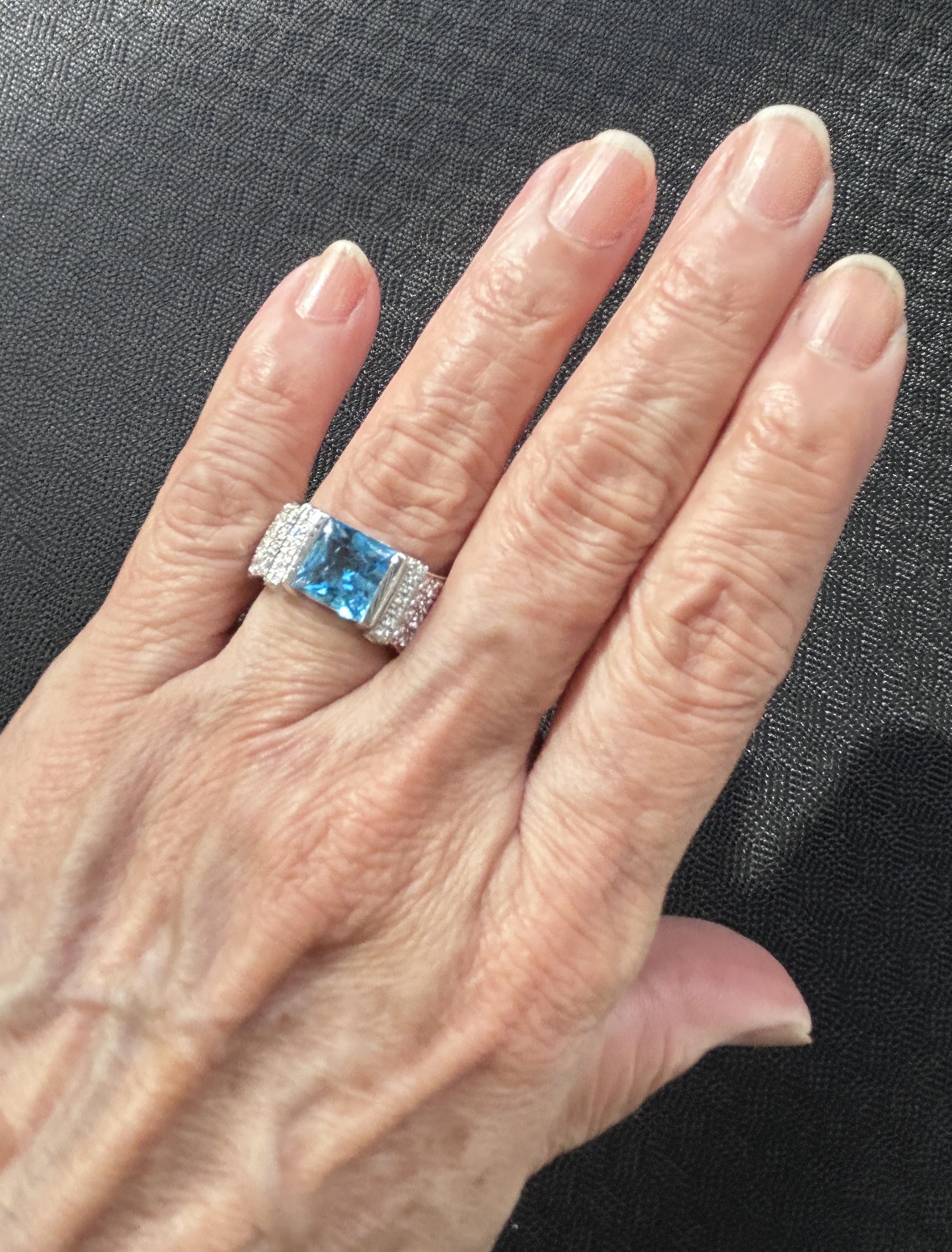 Women's or Men's Di MODOLO Blue Topaz and Diamond Ring For Sale