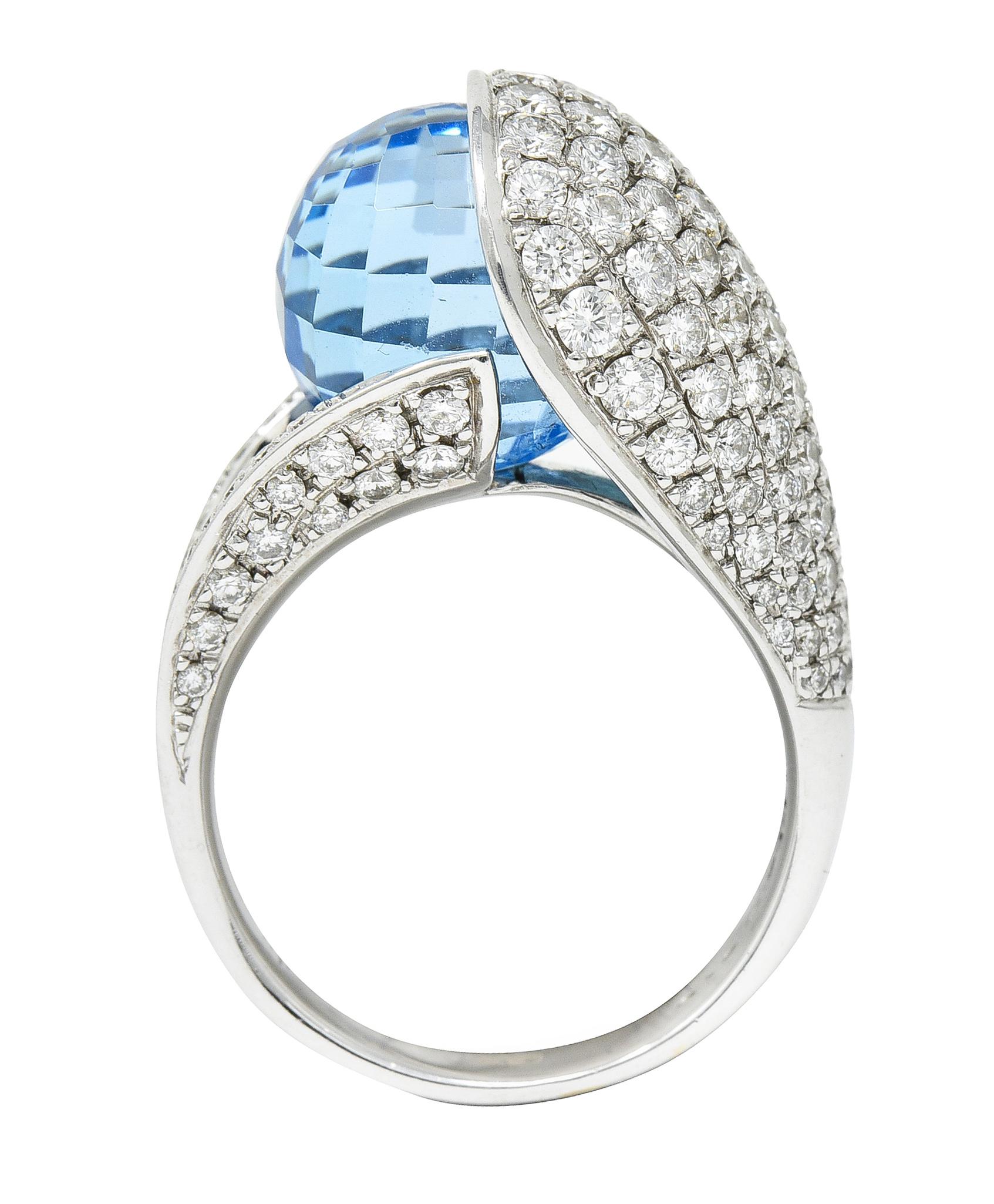 Di Modolo Blauer Topas Pavé-Diamant 18 Karat Weißgold Edelsteinring 4