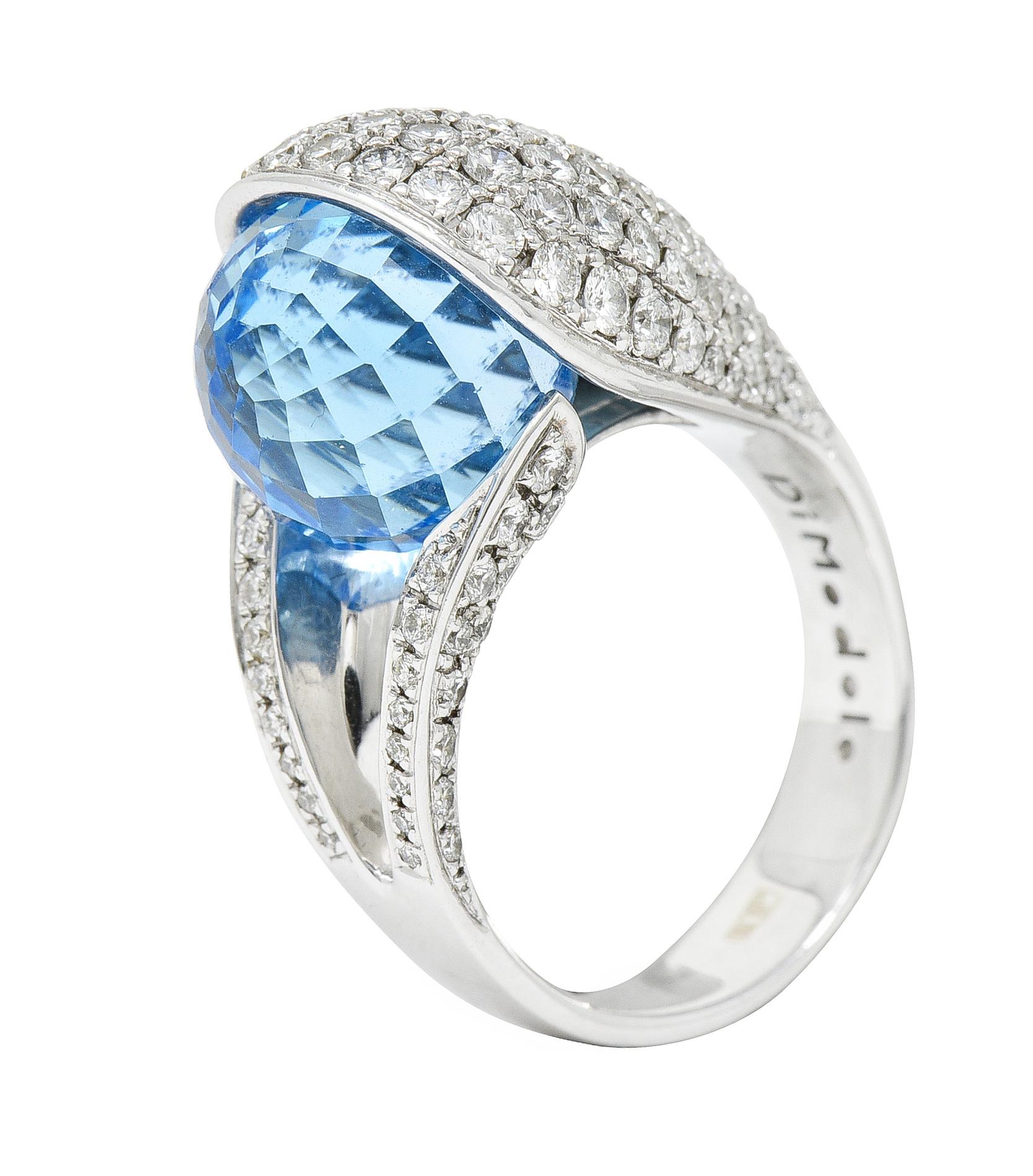 Di Modolo Blauer Topas Pavé-Diamant 18 Karat Weißgold Edelsteinring 5