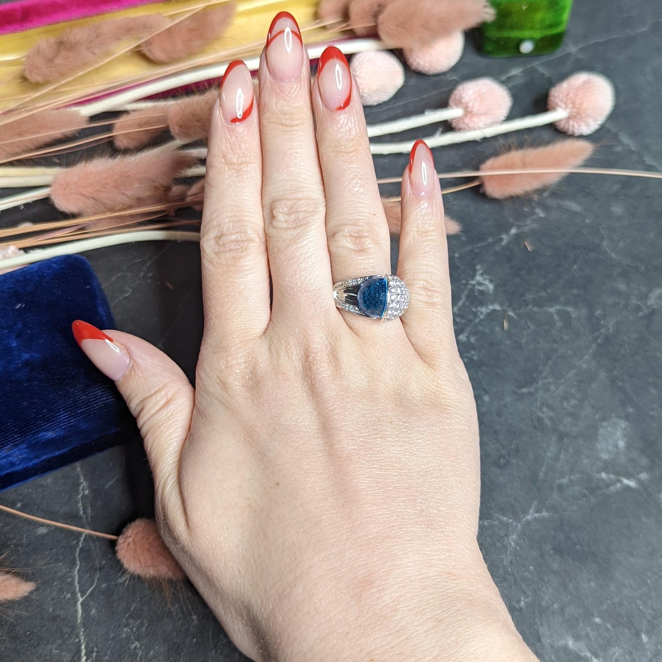 Di Modolo Blauer Topas Pavé-Diamant 18 Karat Weißgold Edelsteinring 6