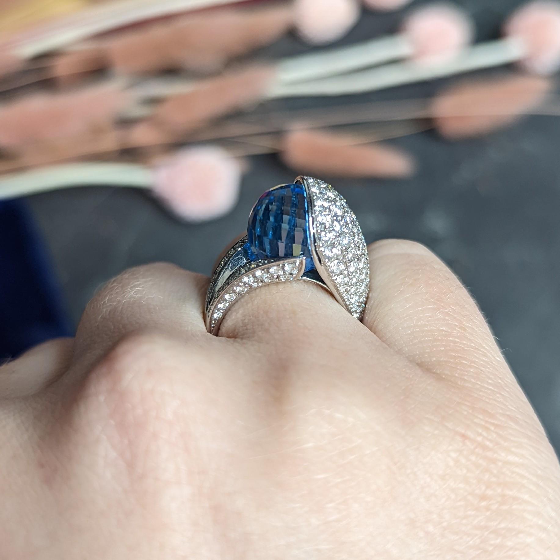 Di Modolo Blauer Topas Pavé-Diamant 18 Karat Weißgold Edelsteinring 8