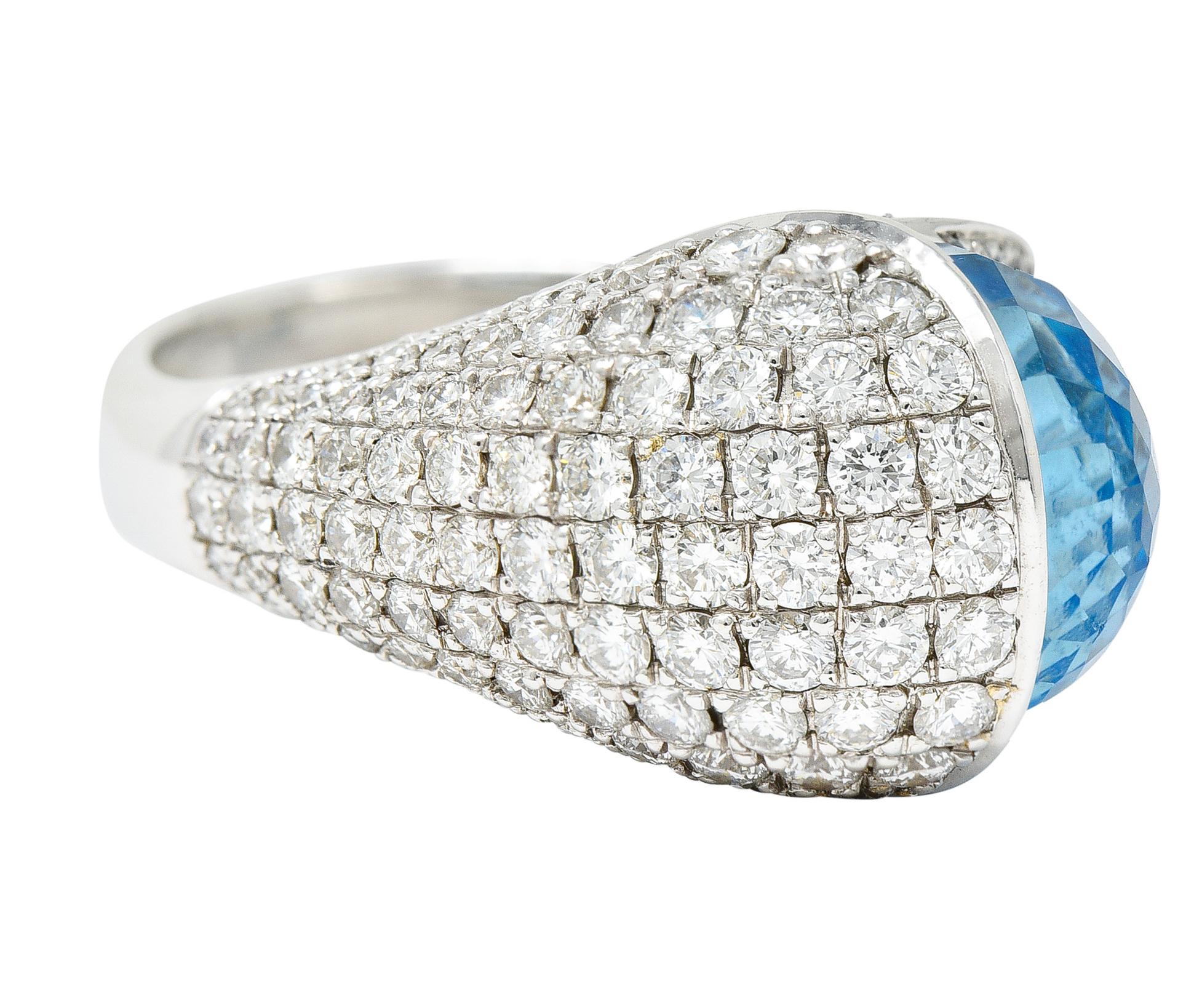 Di Modolo Blauer Topas Pavé-Diamant 18 Karat Weißgold Edelsteinring (Zeitgenössisch)