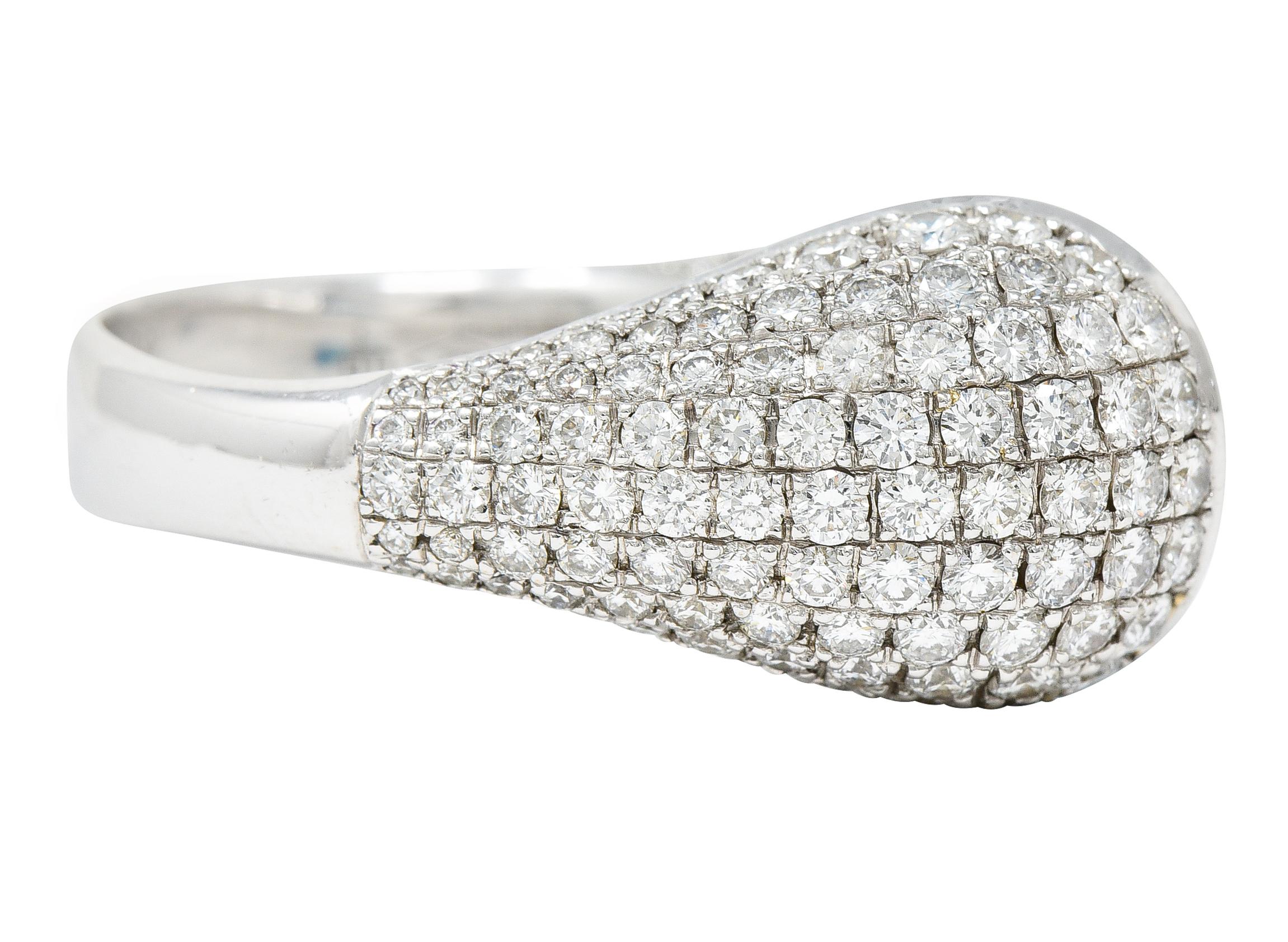 Di Modolo Blauer Topas Pavé-Diamant 18 Karat Weißgold Edelsteinring (Kugelschliff)