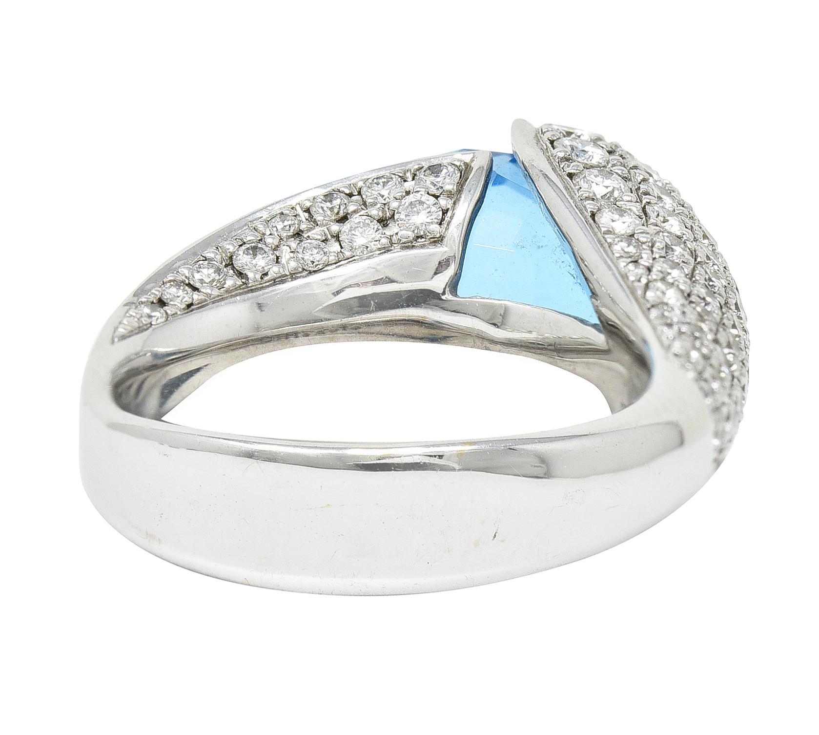 Di Modolo Blauer Topas Pavé-Diamant 18 Karat Weißgold Edelsteinring im Zustand „Hervorragend“ in Philadelphia, PA