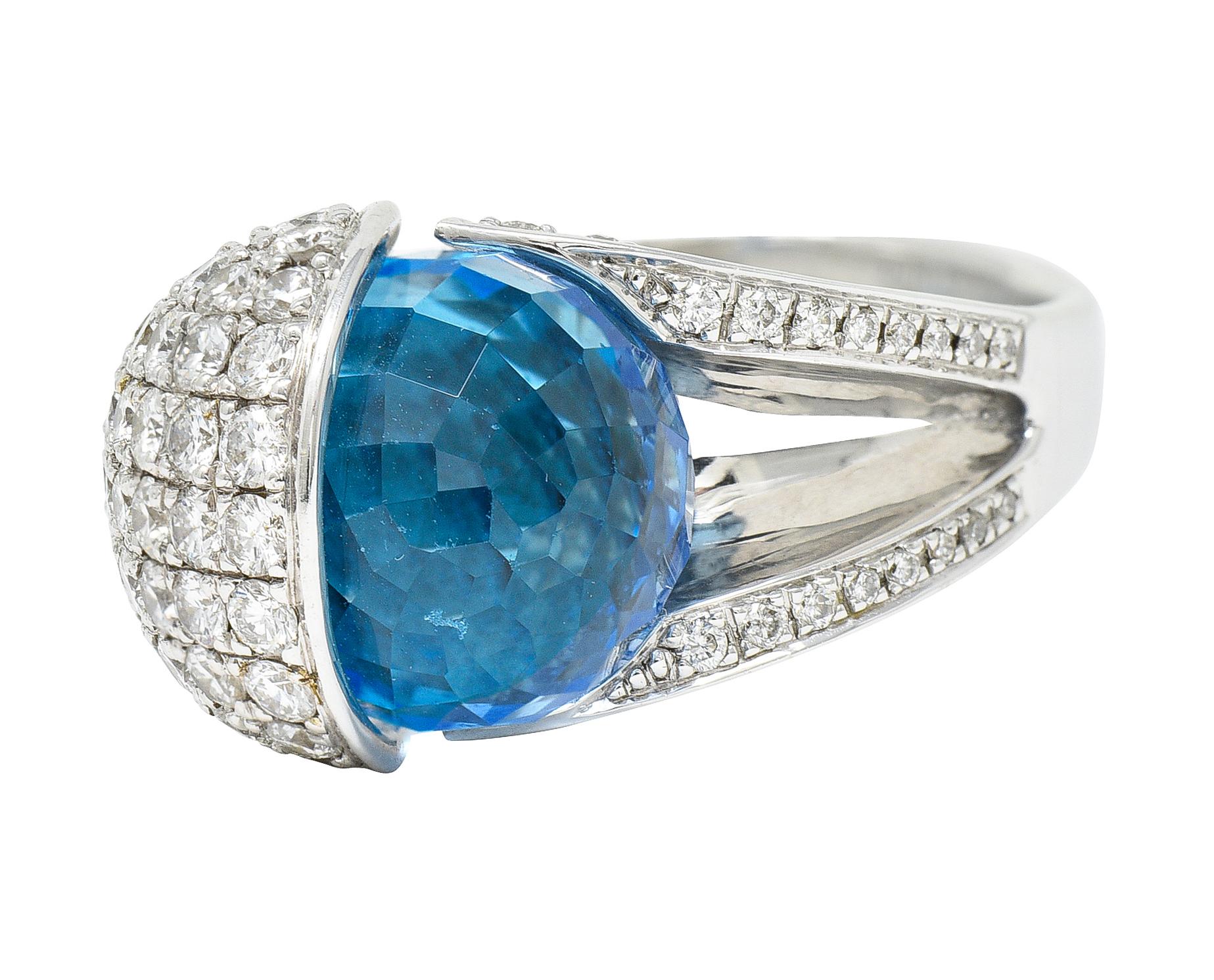 Di Modolo Blauer Topas Pavé-Diamant 18 Karat Weißgold Edelsteinring 1