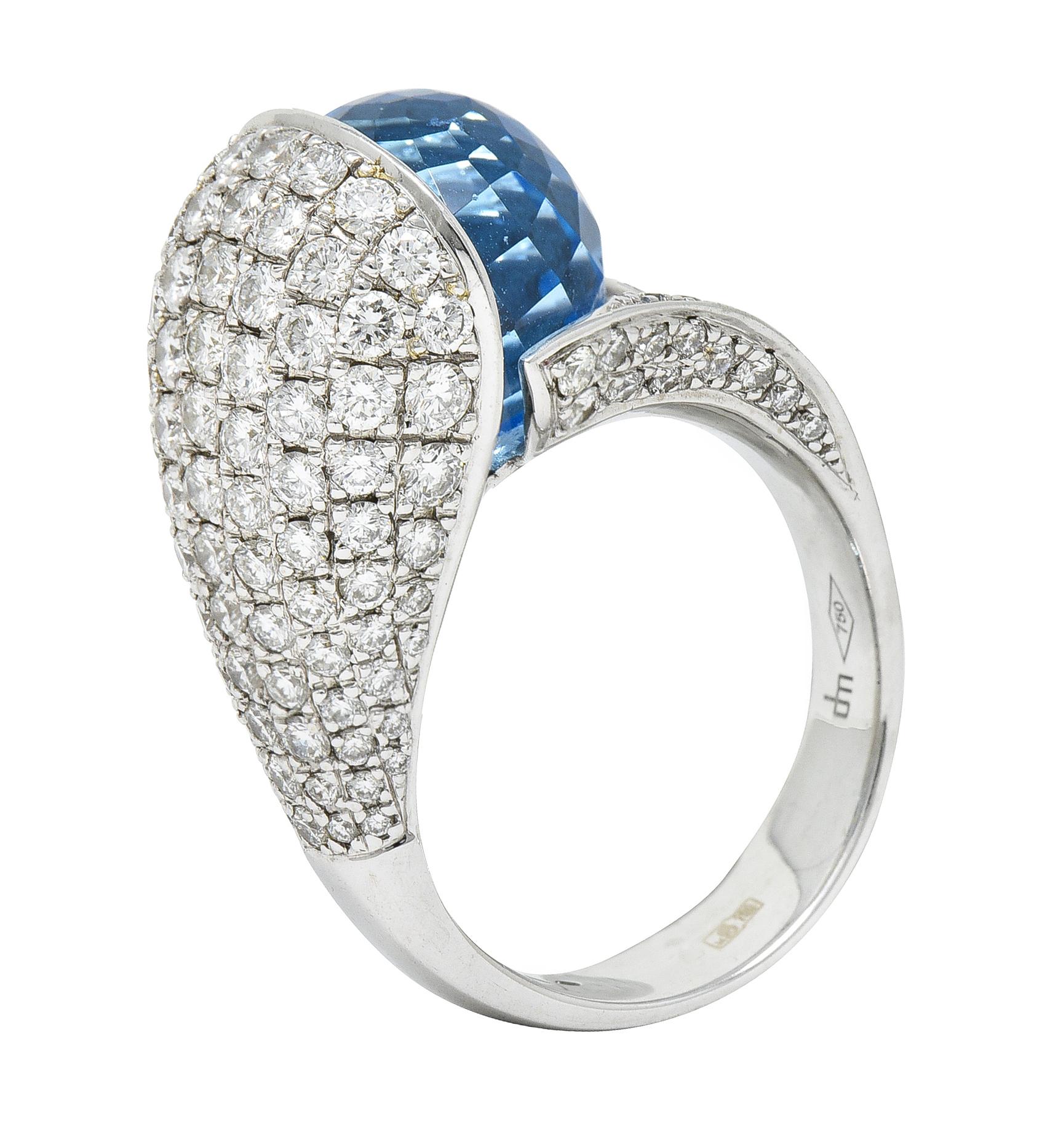Di Modolo Blauer Topas Pavé-Diamant 18 Karat Weißgold Edelsteinring 3