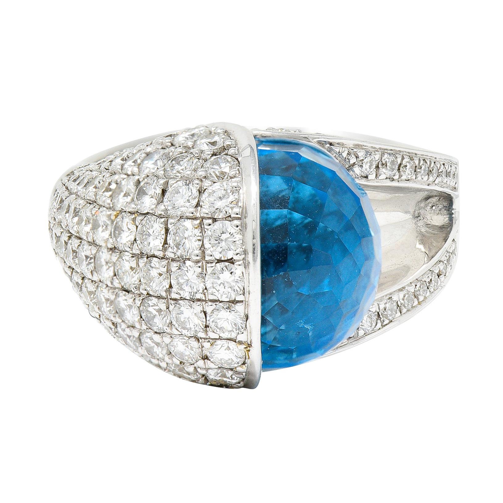 Di Modolo Blauer Topas Pav�é-Diamant 18 Karat Weißgold Edelsteinring