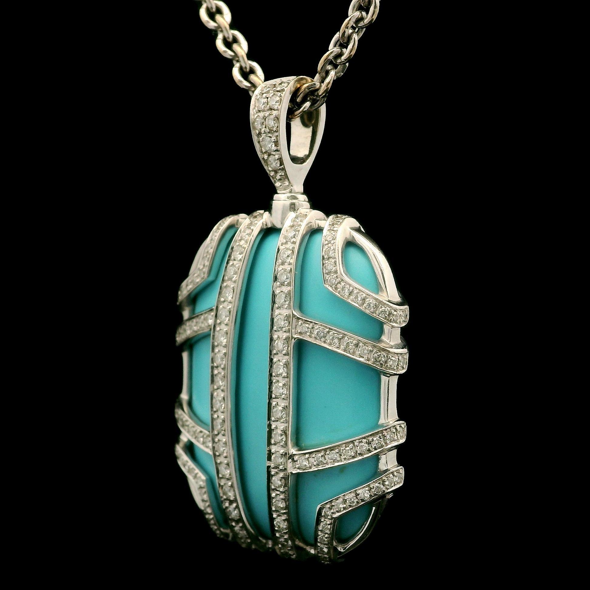 Di Modolo Favola 18k Gold Large Turquoise & Diamond Pendant 16