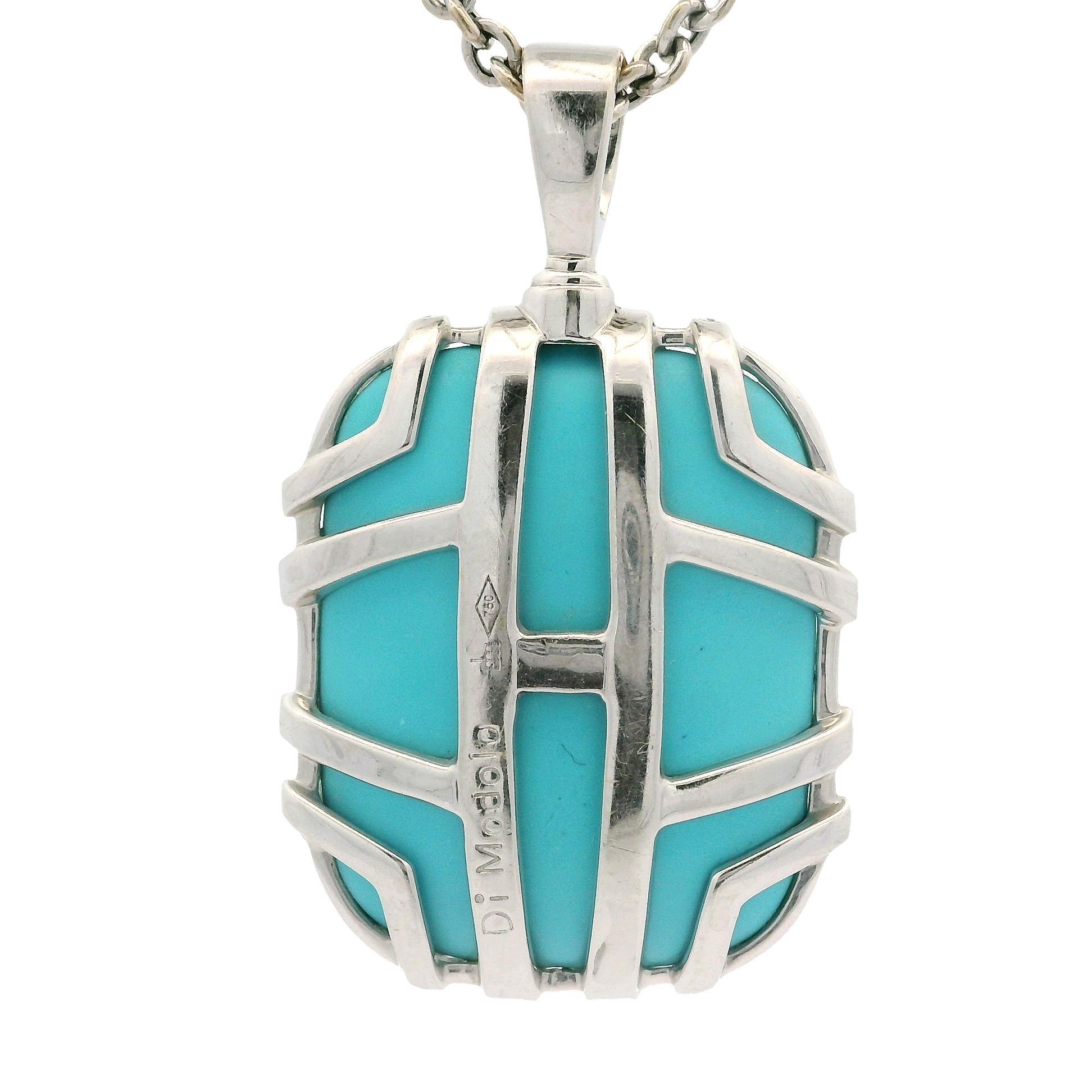 Di Modolo Favola 18k Gold Large Turquoise & Diamond Pendant 16