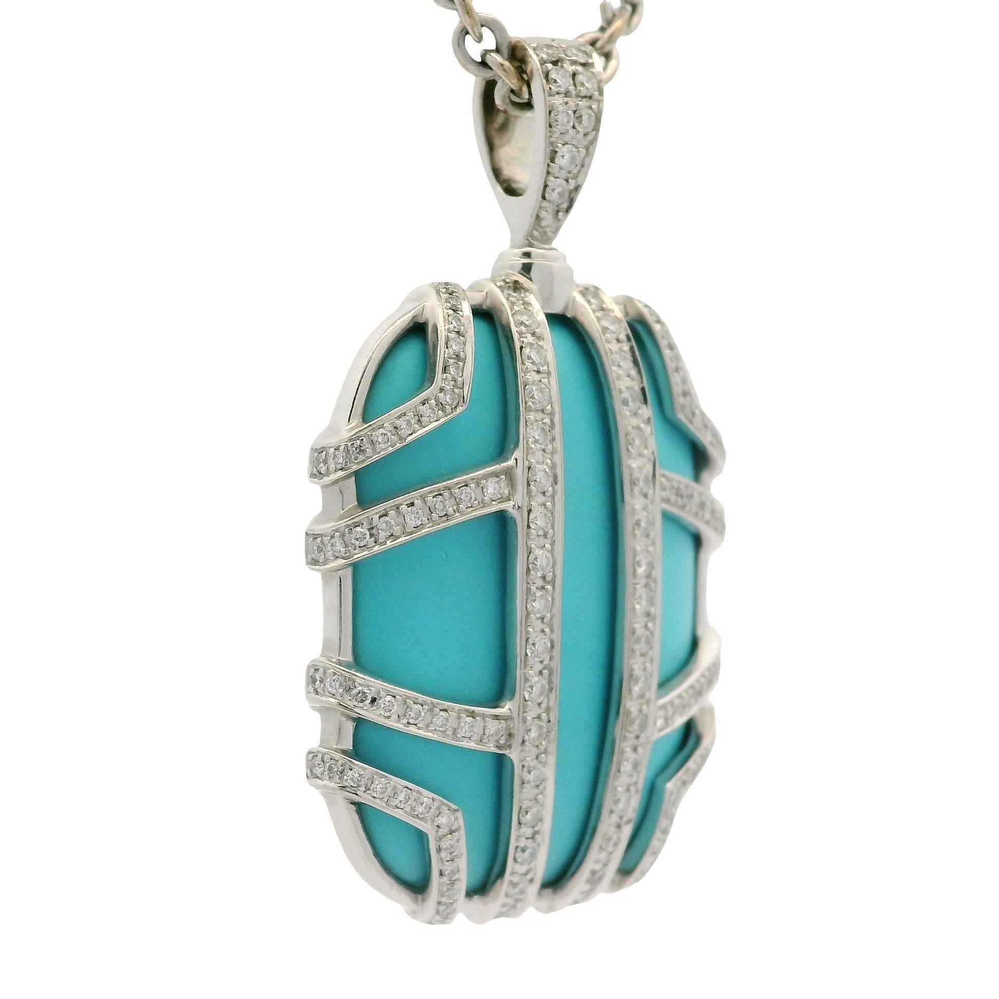 Di Modolo Favola 18k Gold Large Turquoise & Diamond Pendant 16