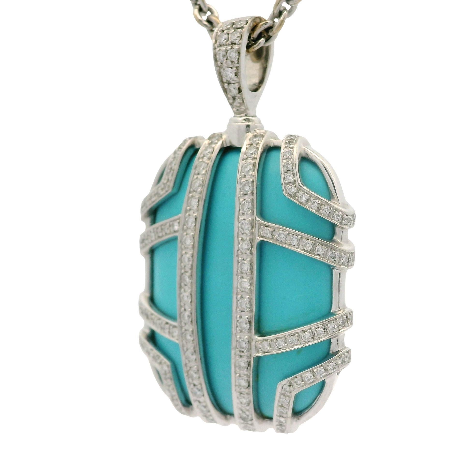 Di Modolo Favola 18k Gold Large Turquoise & Diamond Pendant 16