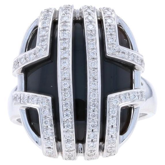 Di Modolo Favola Onyx & Diamond Ring - White Gold 18k .72ctw Geometric For Sale