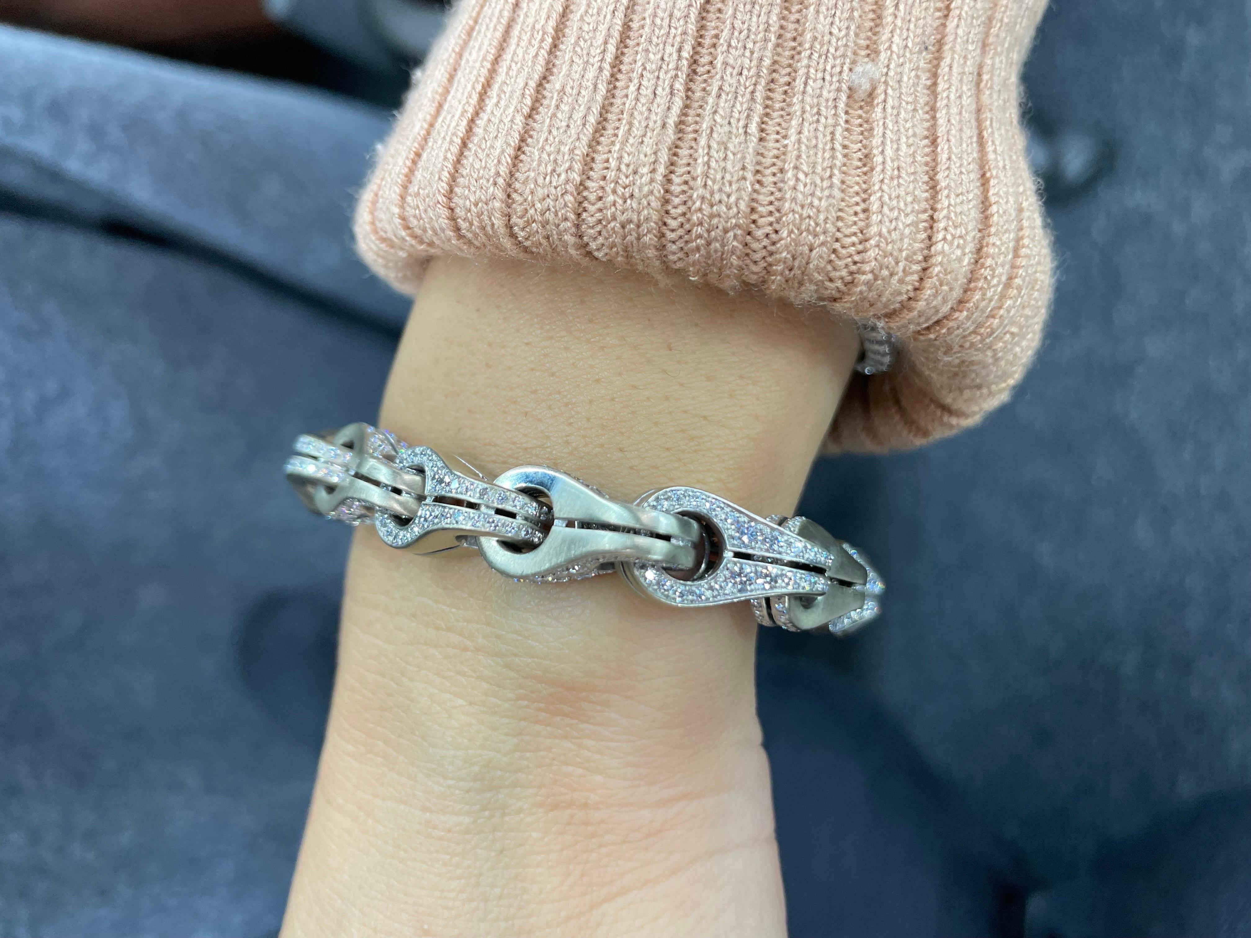 Di Modolo Bracelet à maillons en or blanc 18 carats et diamants de la collection Fiamma en vente 5