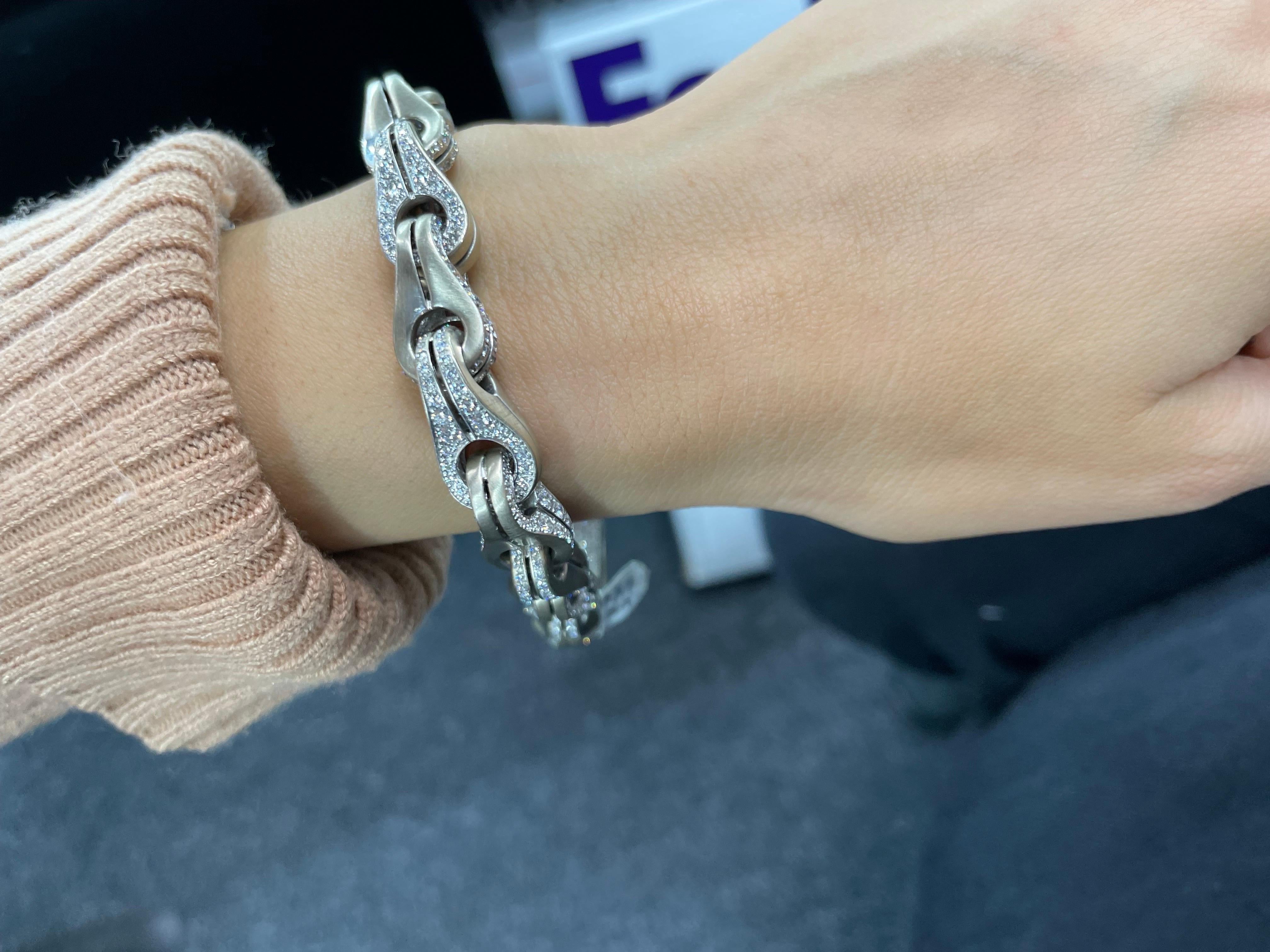 Di Modolo Bracelet à maillons en or blanc 18 carats et diamants de la collection Fiamma en vente 6