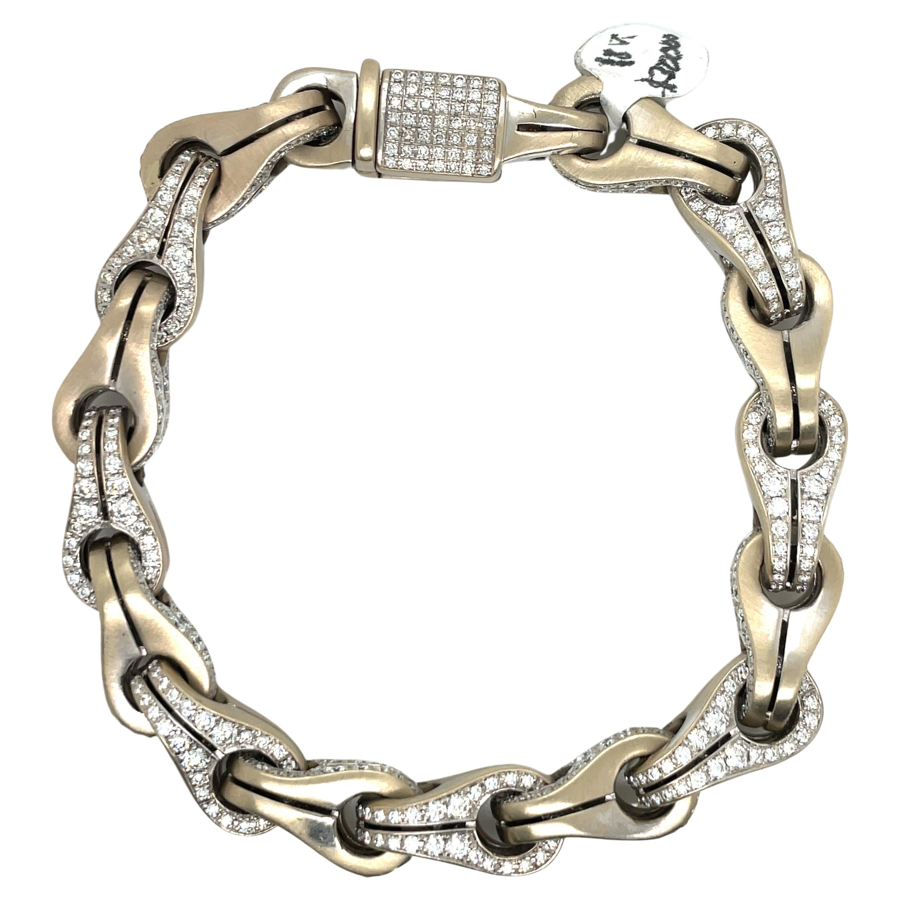 Di Modolo Fiamma Collection 18 Karat White Gold Diamond Link Bracelet 13 Carats For Sale