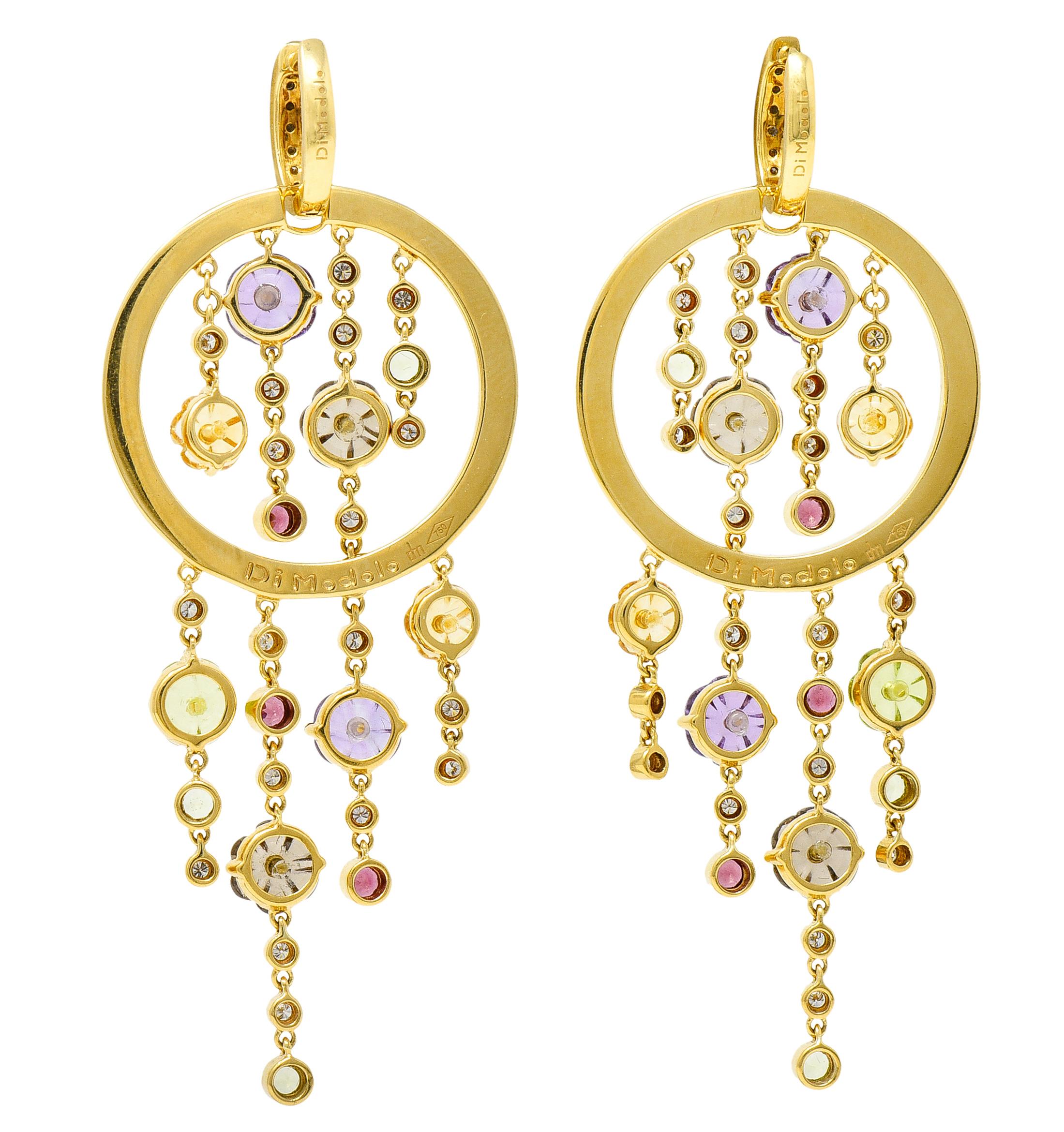 Contemporary Di Modolo Italian 1.70 Carats Diamond 18 Karat Gold Tempia Floral Drop Earrings
