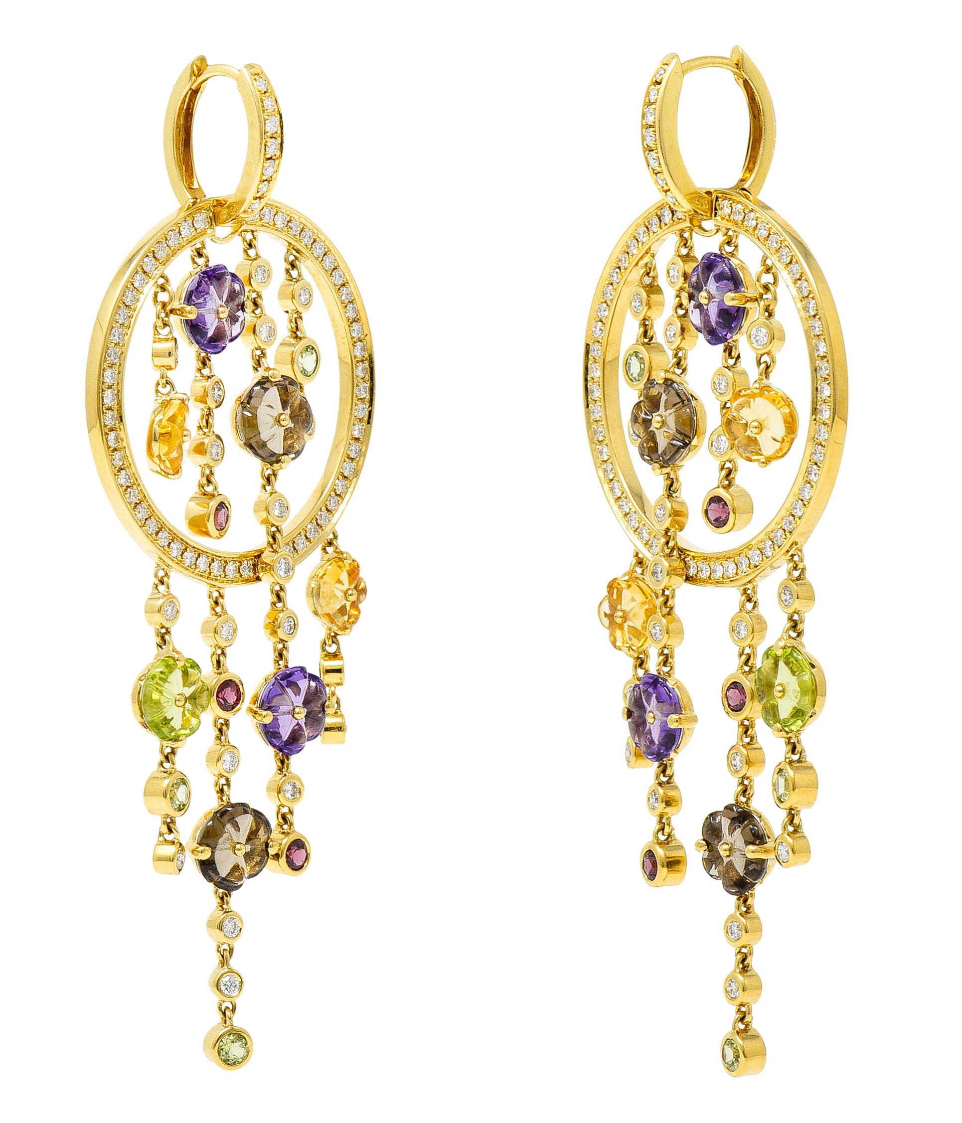 Di Modolo Italian 1.70 Carats Diamond 18 Karat Gold Tempia Floral Drop Earrings 1
