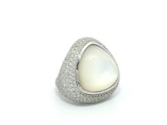 Di Modolo Milano Bague Triadra en or blanc 18k nacre et diamant