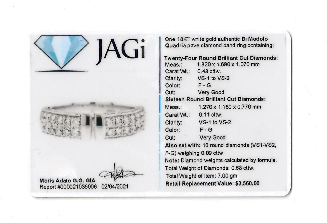 Di Modolo Quadria Pave Diamond Band Ring in 18 Karat White Gold .68 Carat Total For Sale 6