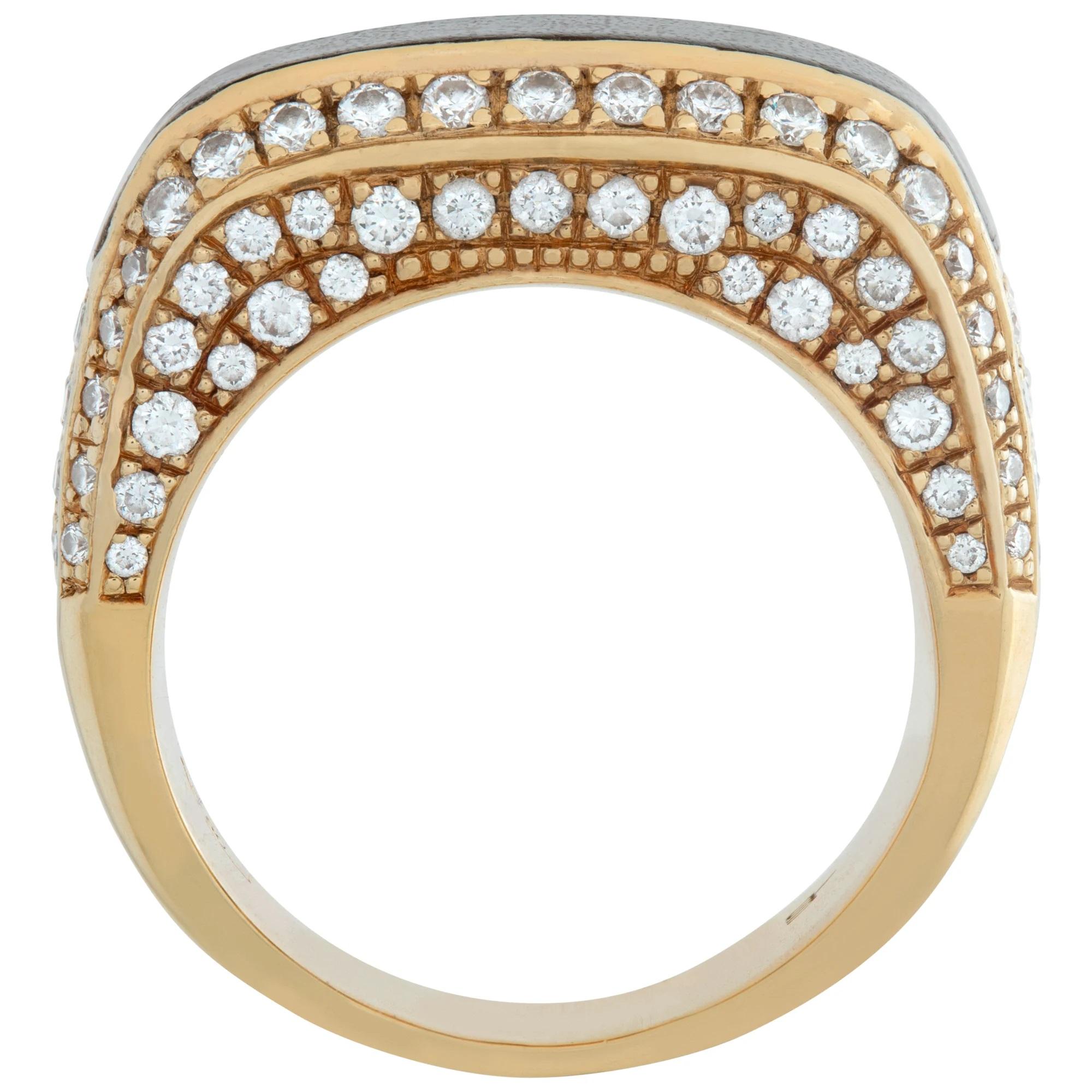 Women's or Men's Di Modolo rich Mahogany Wood Milano designer ring w/ diamonds in yellow gold For Sale