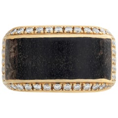 Used Di Modolo rich Mahogany Wood Milano designer ring w/ diamonds in yellow gold
