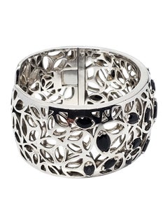 Bracciale a cerniera traforato con pietra nera in argento sterling Di Modolo #24677