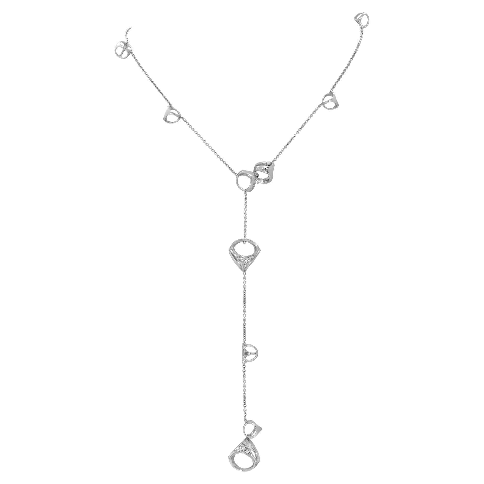 Di Modolo Triadra Kreis-Lariat-Halskette aus 18 Karat Weißgold im Angebot