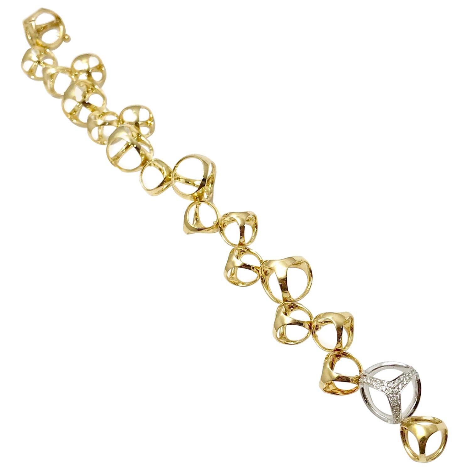 Di Modolo Triadra Diamond 18 Karat Yellow and White Gold Bracelet