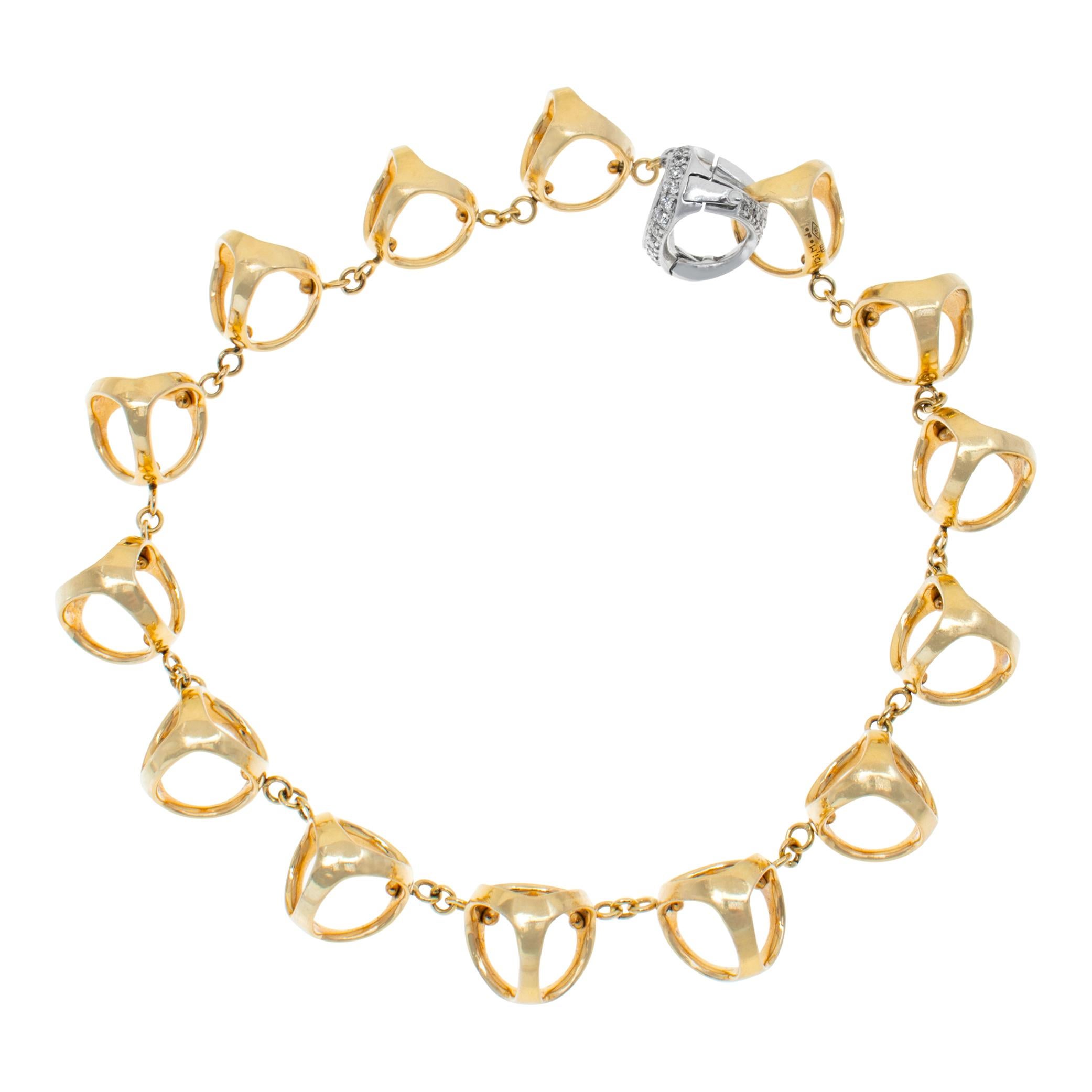 Taille grossière Di Modolo Triadra Milano - Bracelet à cages triangulaires en forme de dôme et de diamants de 2 tons en vente